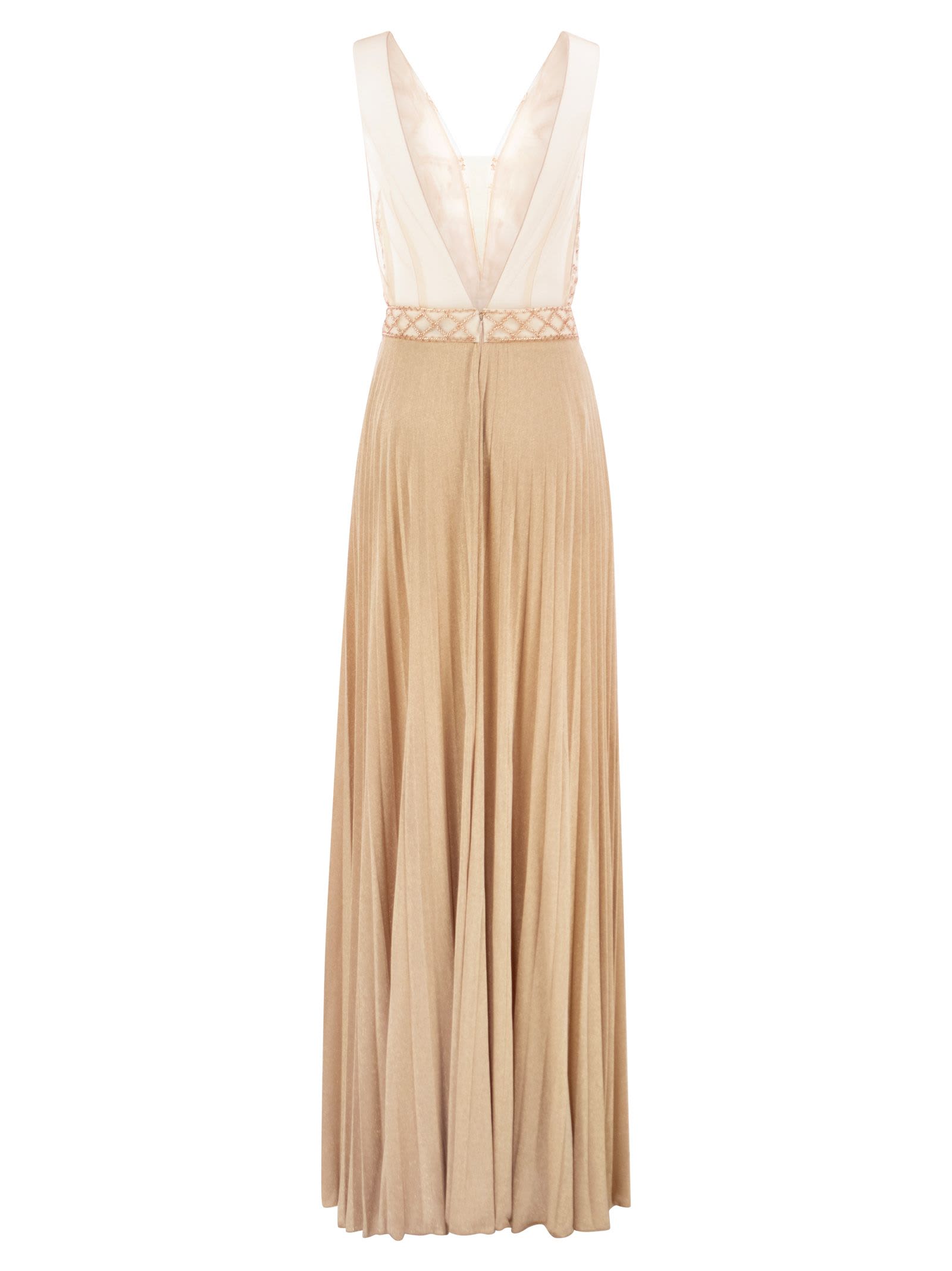 Elisabetta Franchi Red Carpet Dress With Rhombus Embroidery In Beige ...