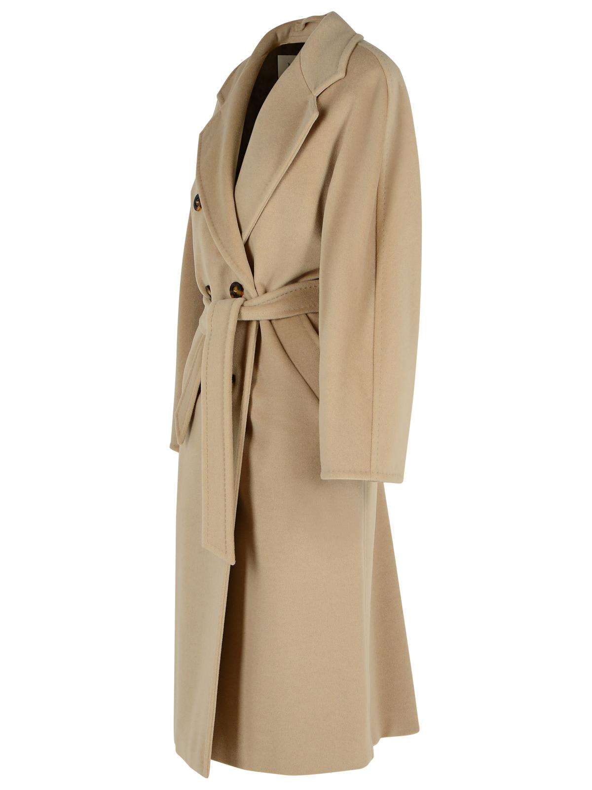 Max Mara Madame Virgin Wool And Ecru Cashmere Coat In Brown