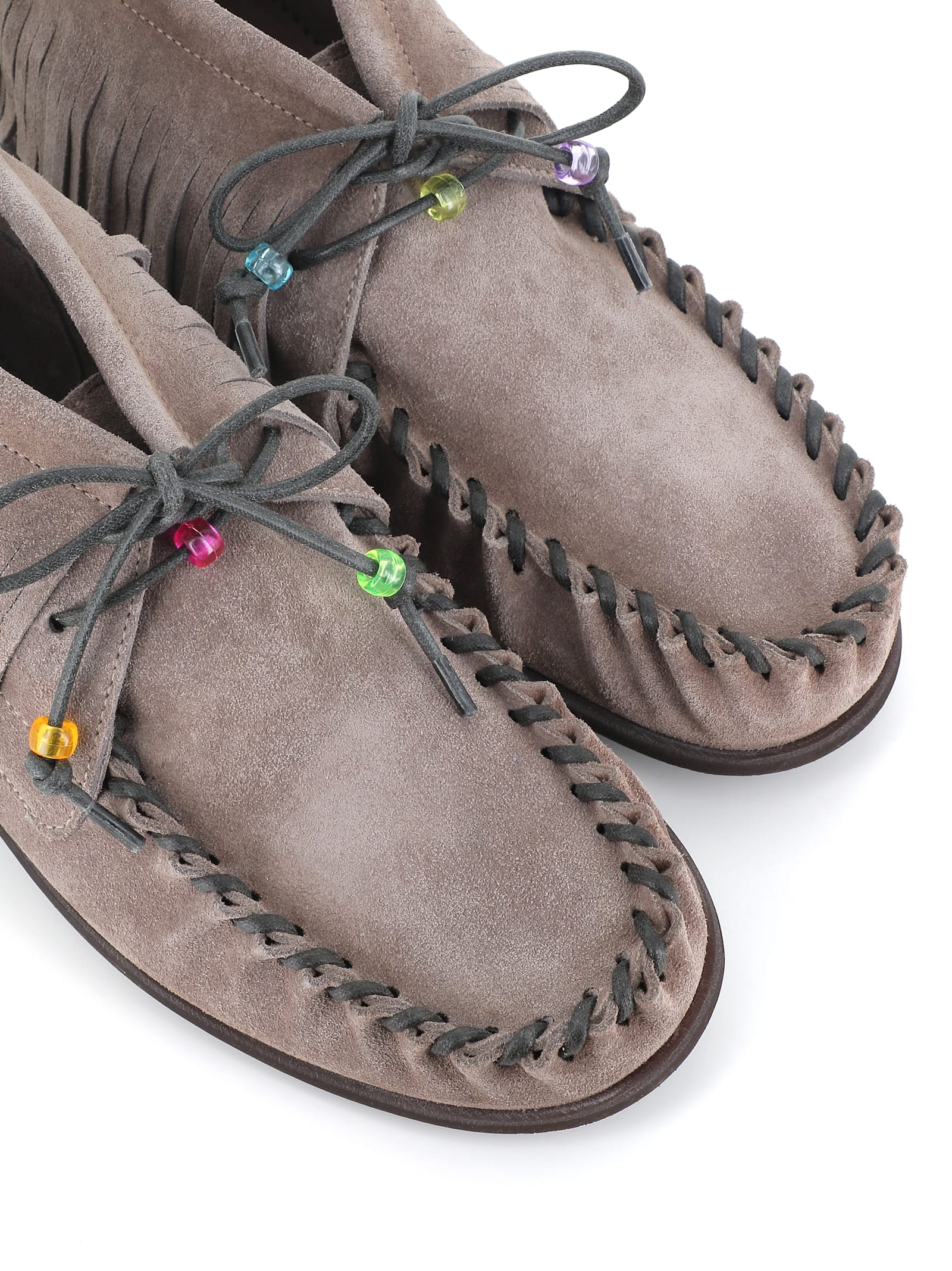 Alexander Hotto Fringe-detail Moccasin Boots In Light Grey