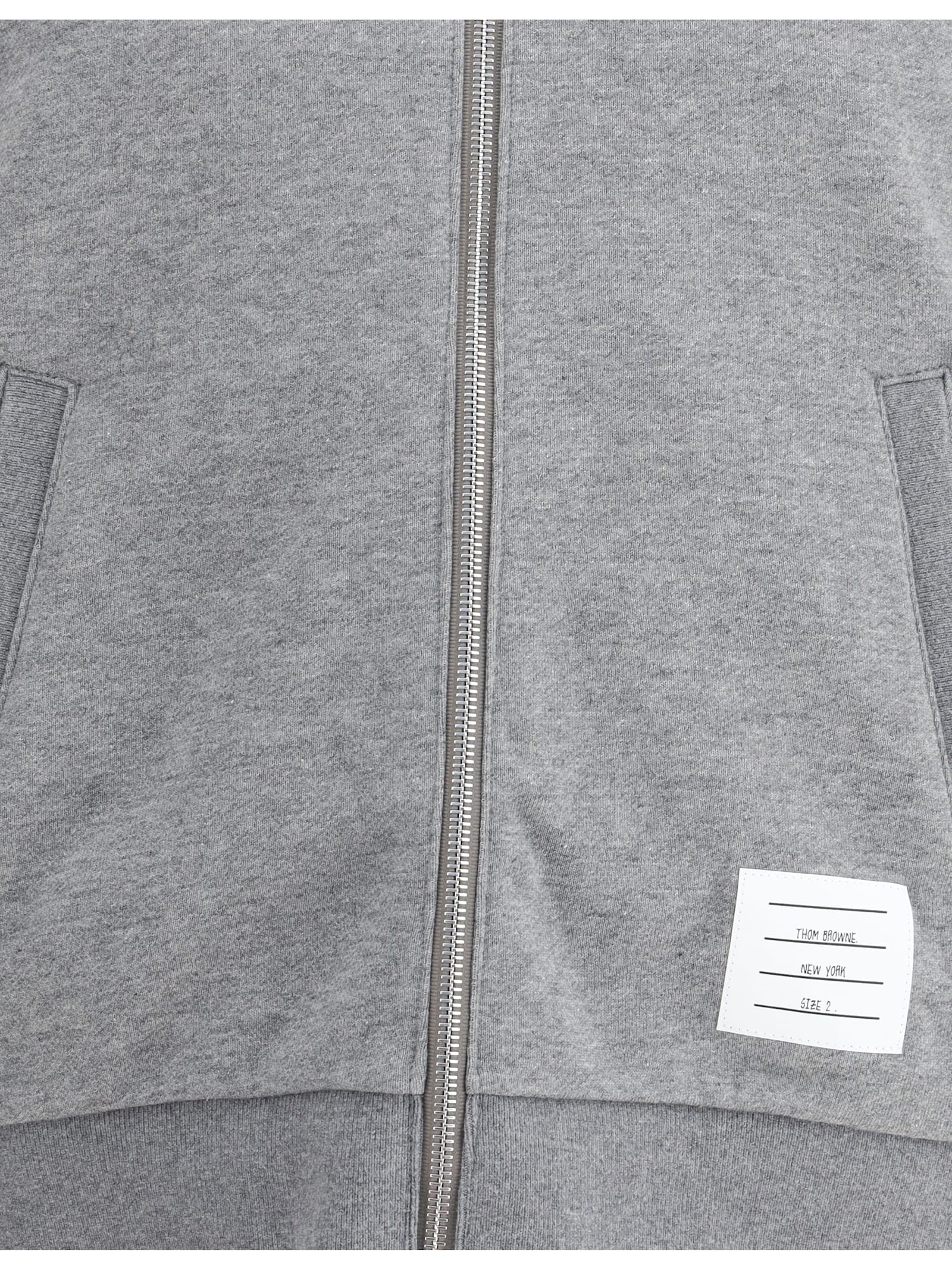 Thom Browne Zip Sweatshirt In Gray