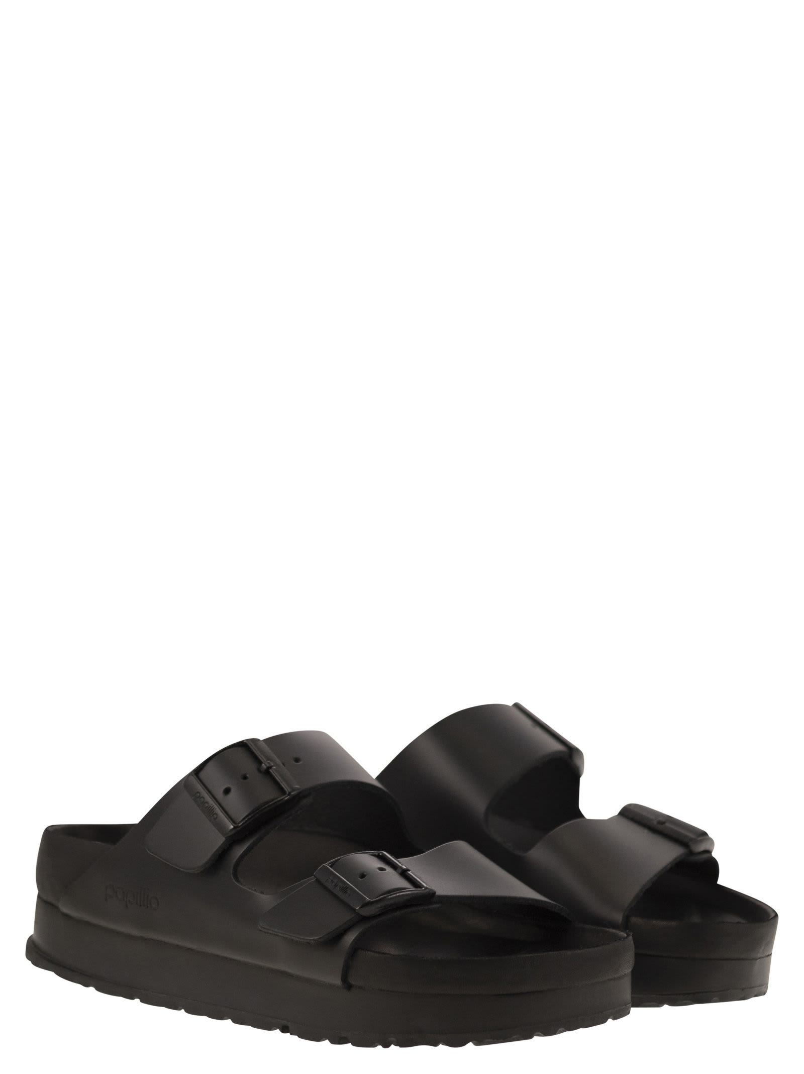 Shop Birkenstock Arizona Platform - Slipper With Leather Buckles In Black