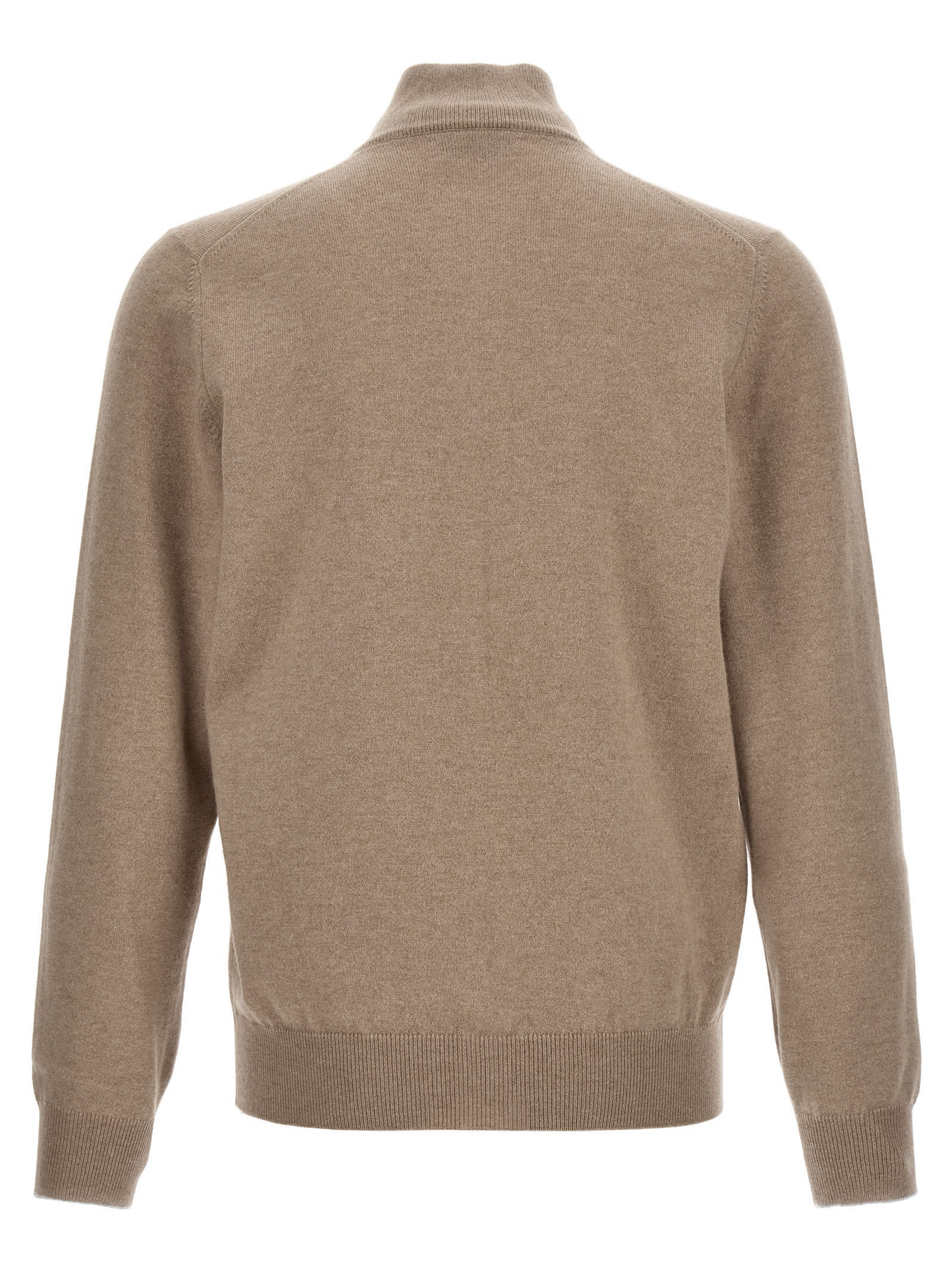 Brunello Cucinelli Zipper Cardigan High Collar In Neutral