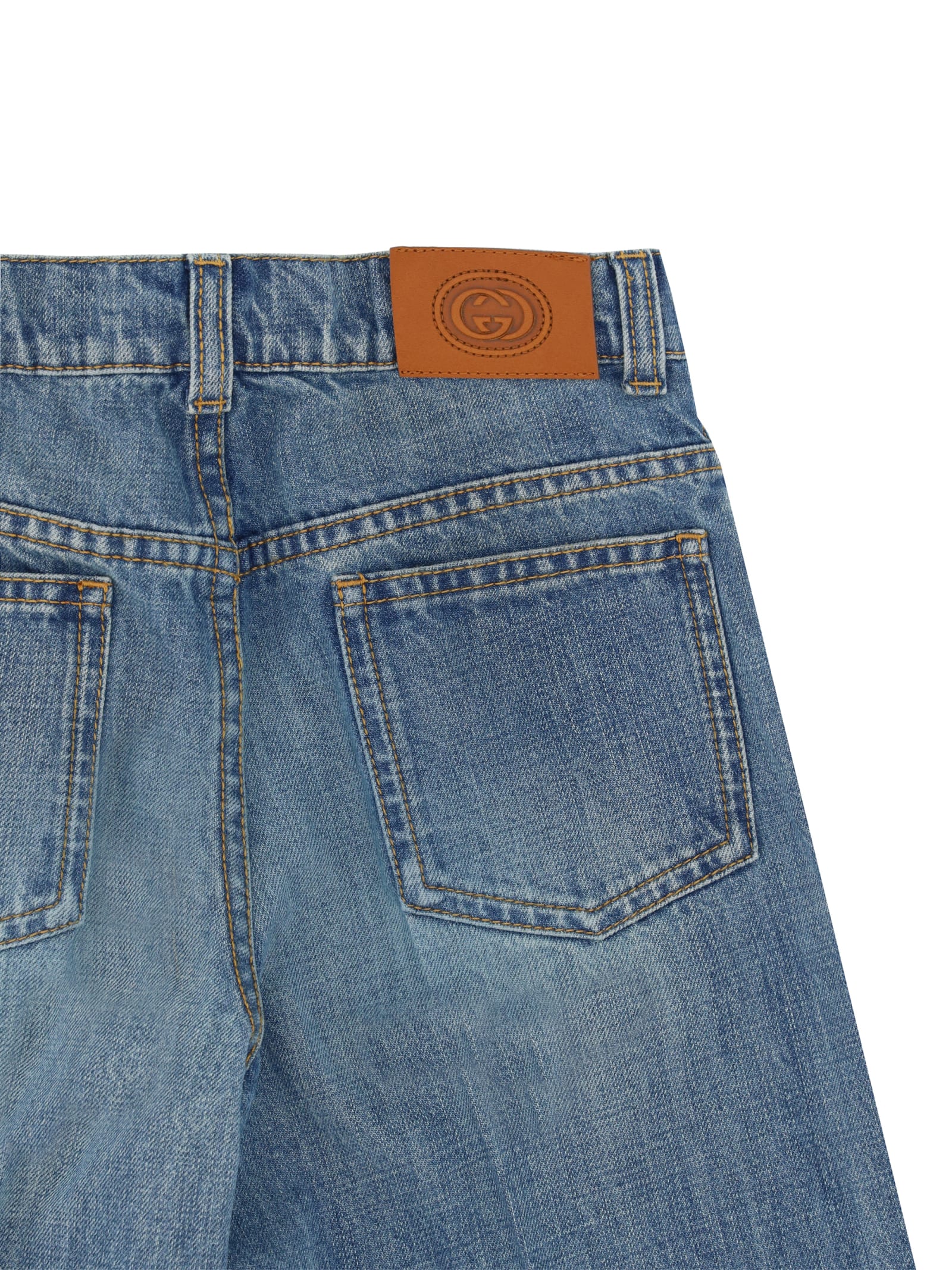 Shop Gucci Jeans For Boy In Light Blue/mix