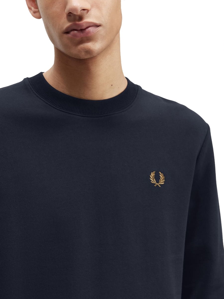 Shop Fred Perry Sweatshirt With Logo Embroidery In Blue