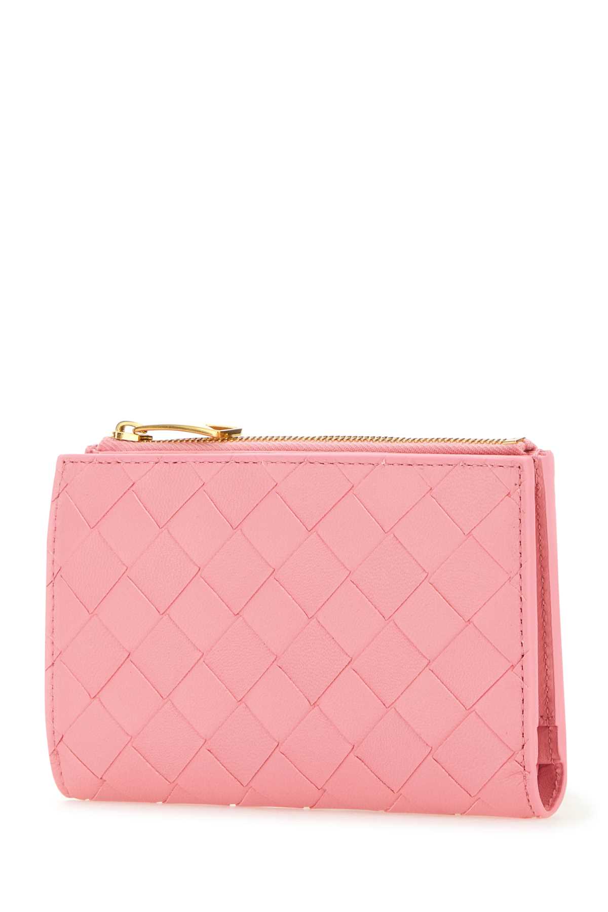 Shop Bottega Veneta Pink Nappa Leather Medium Intrecciato Wallet