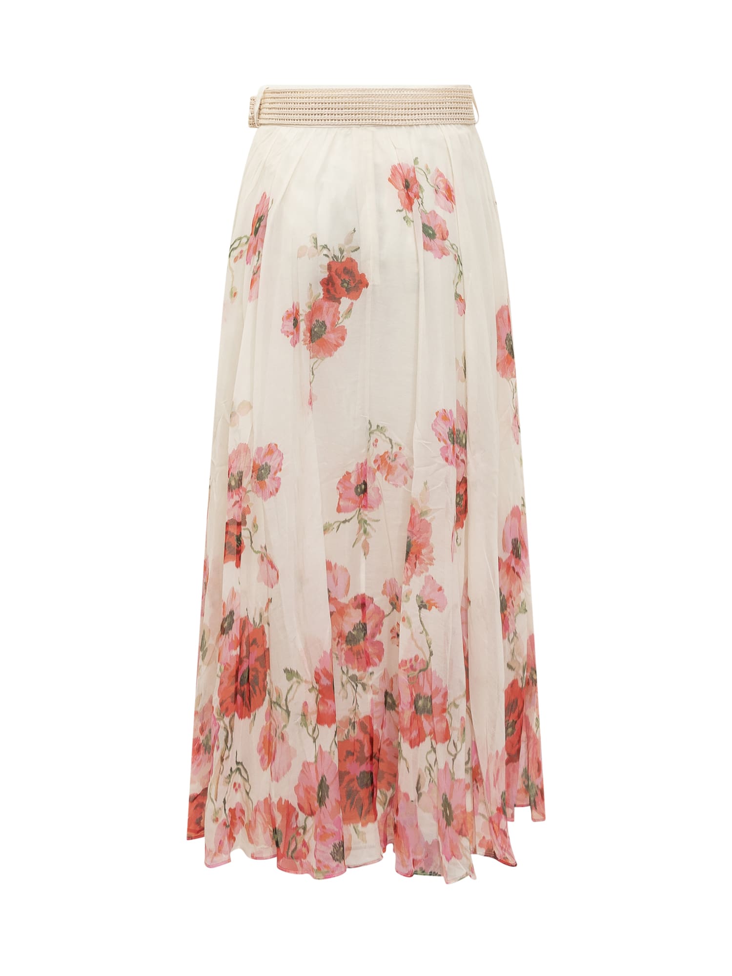 Shop Zimmermann Lightburst Skirt In Cream/red Floral