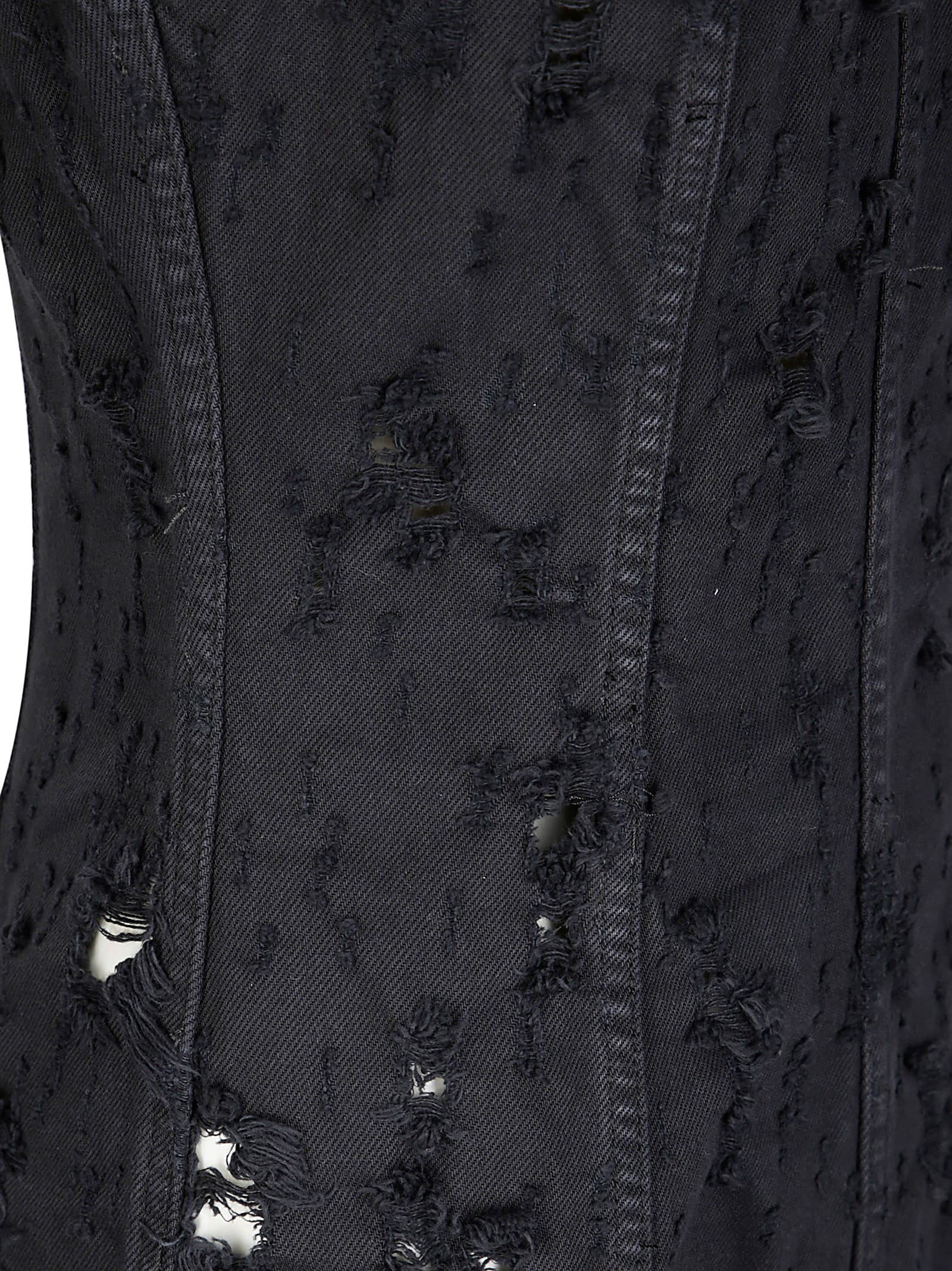 Haikure Long Dark Grey Dress With Rips In Black