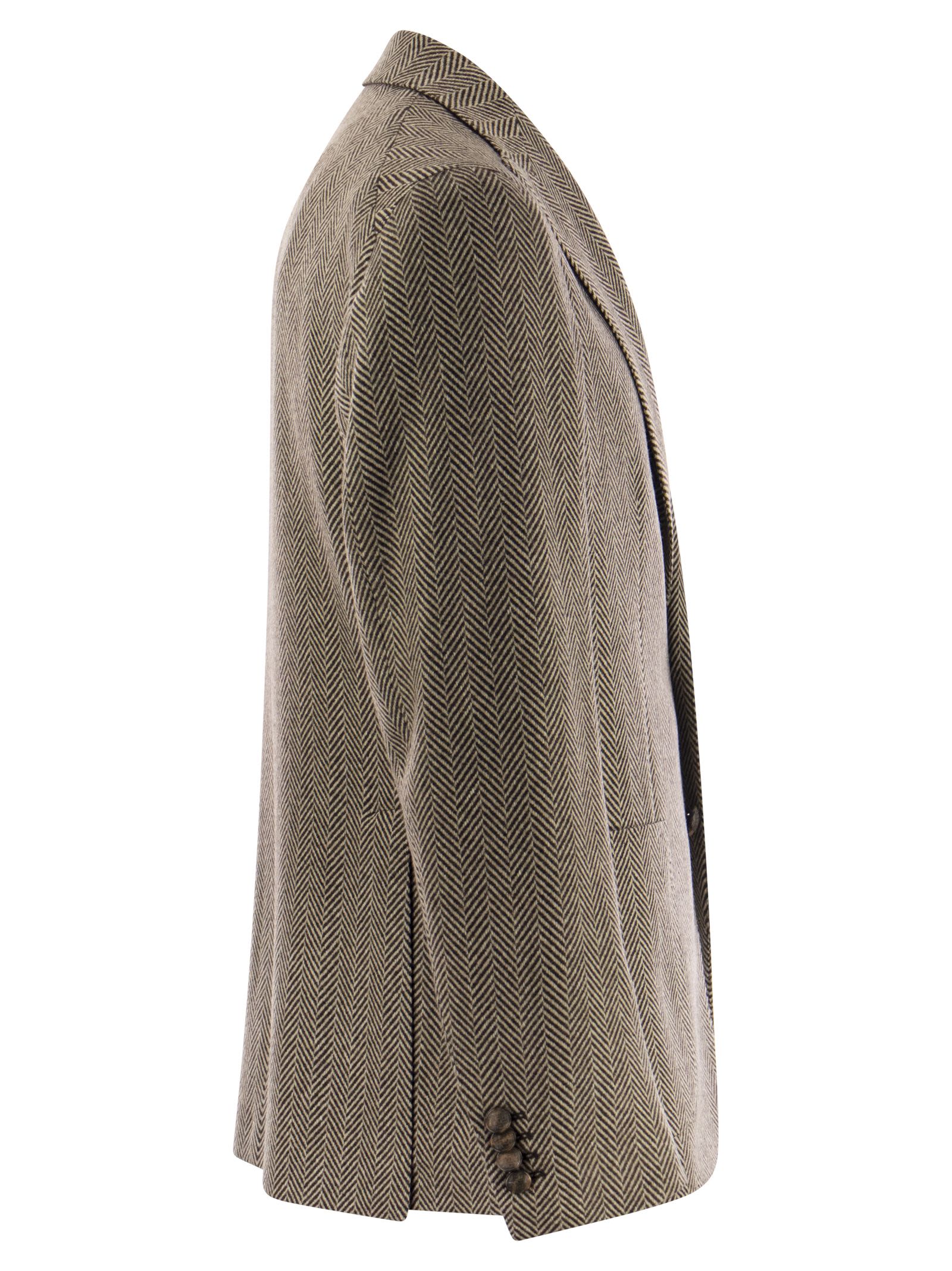 Shop Tagliatore Montecarlo - Herringbone Wool Blazer In Dove Grey