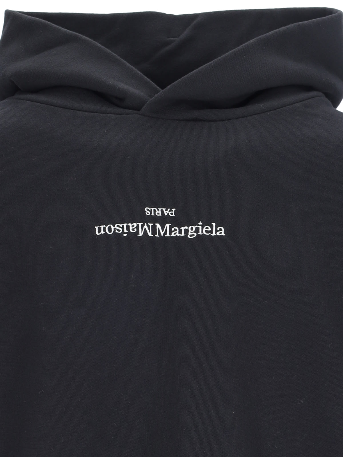 Maison Margiela Minimalist Black Hoodie With Upside-down Logo