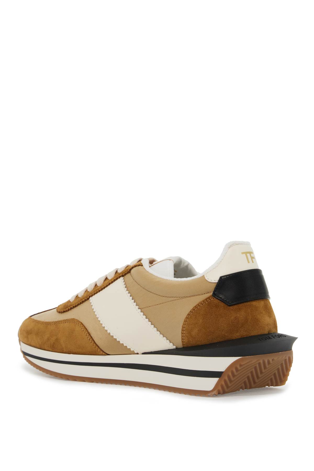 Shop Tom Ford Techno Canvas And Suede James Sneakers In Biscuit/sand + Cream (brown)