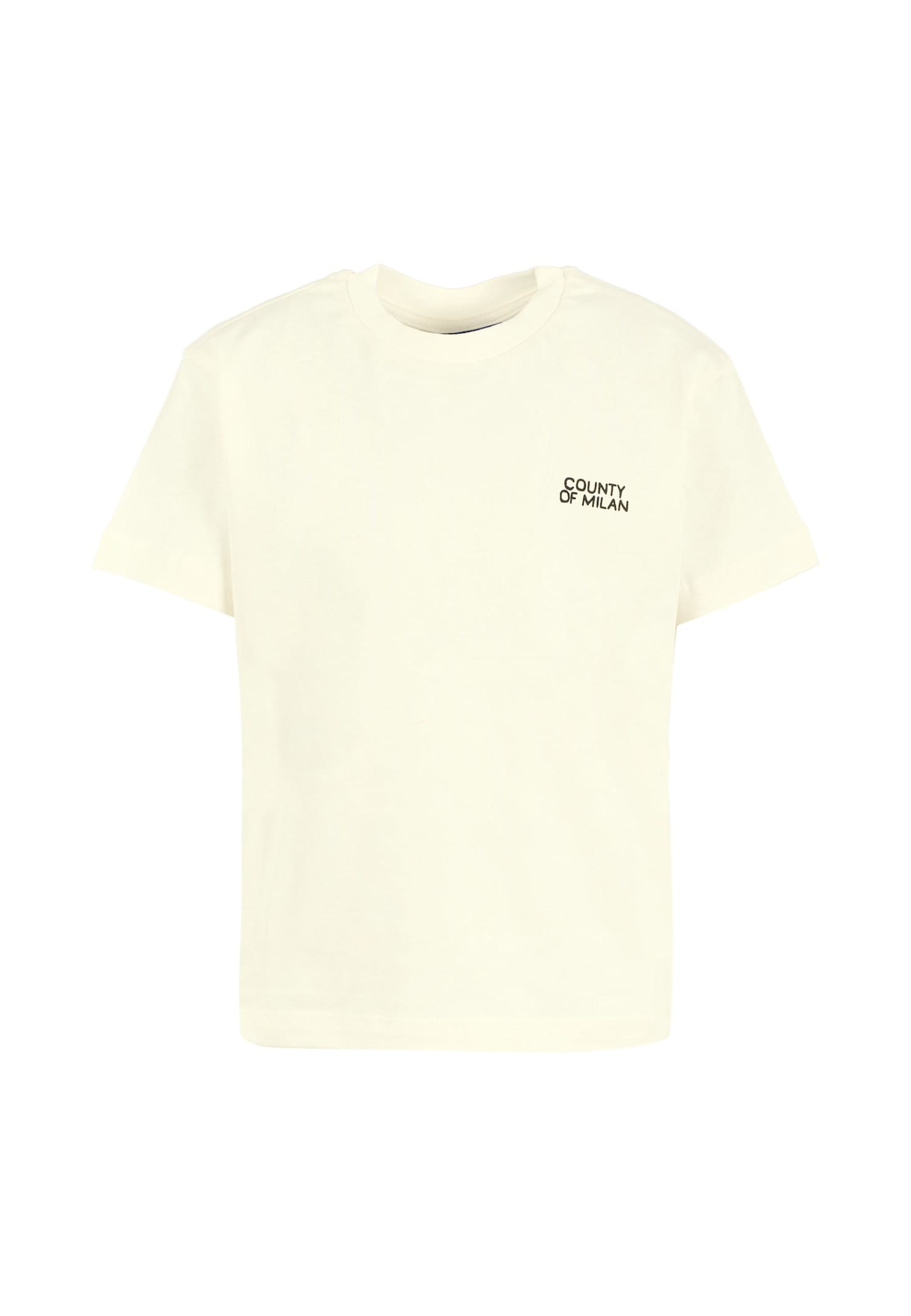 Marcelo Burlon County Of Milan Kids' White T-shirt For Boy With Black Logo In Yellow