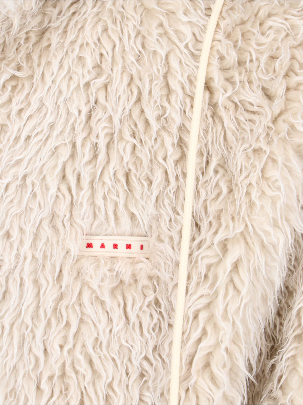 Shop Marni Faux Shearling Hooded Jacket In Crema