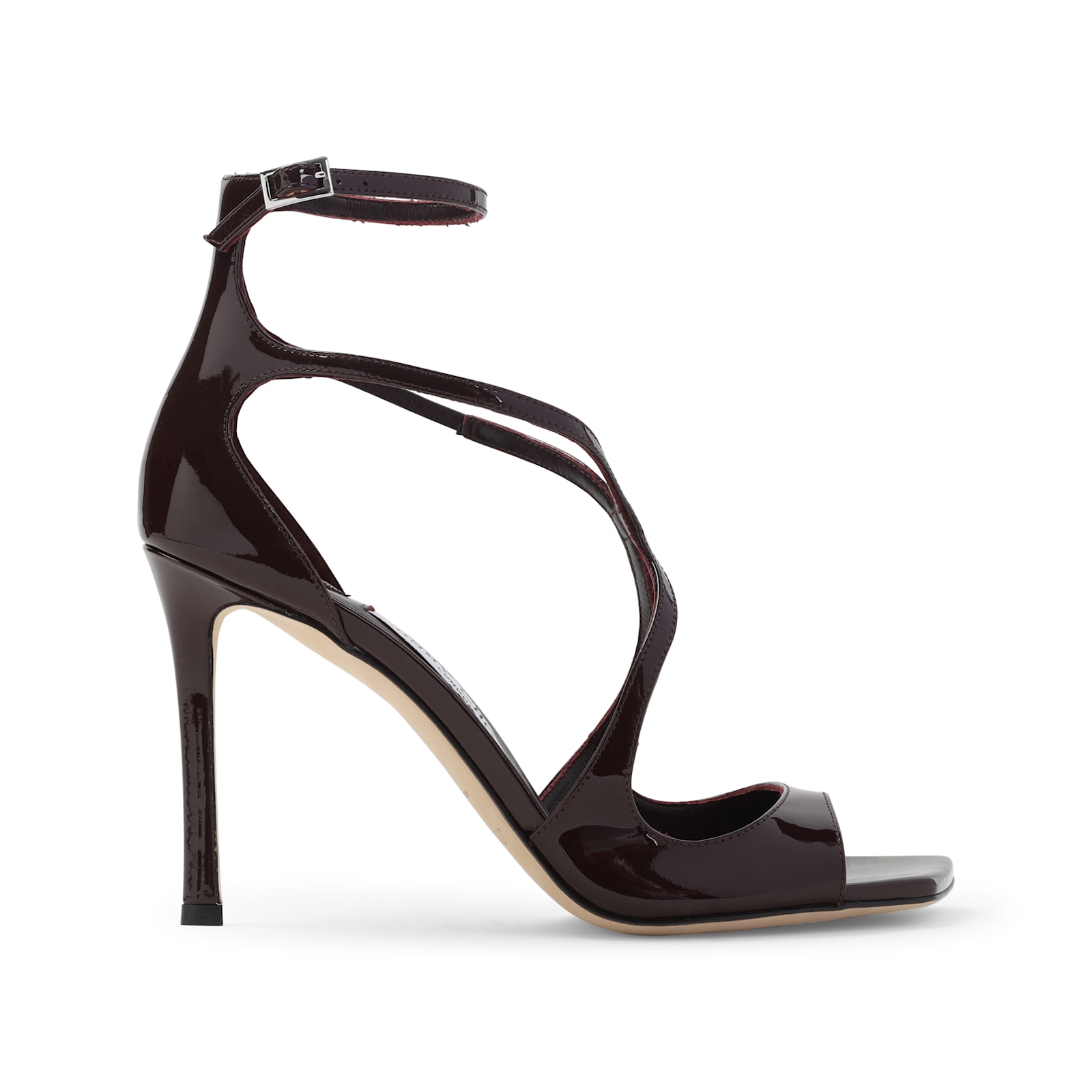 Jimmy Choo Azia 95 Sandals In Bordeaux Patent Leather In Burgundy