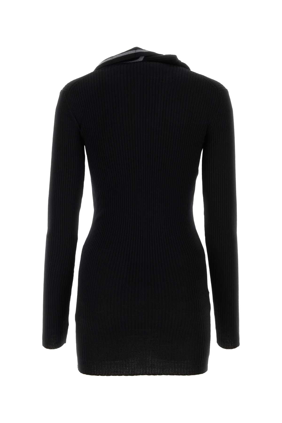 Shop Y/project Black Wool Mini Dress In Evergreen Black