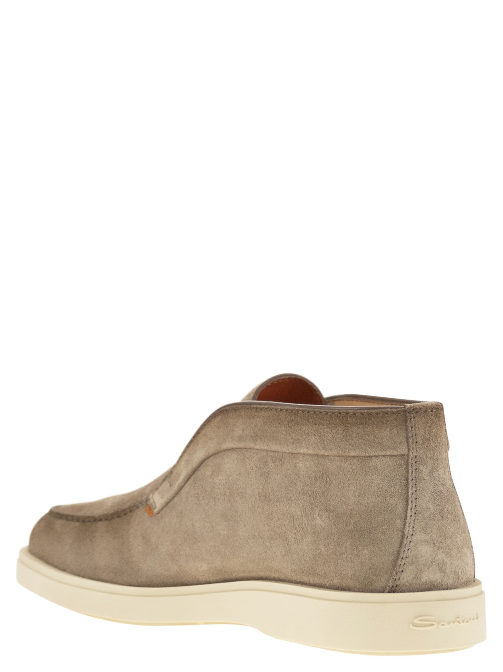 Shop Santoni Suede Desert Boot In Beige