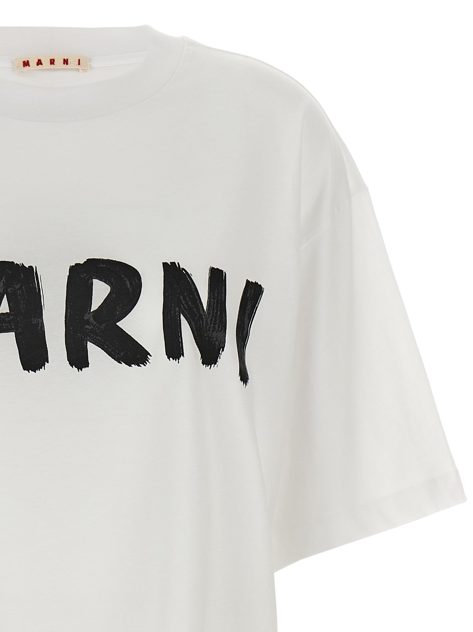 Shop Marni Logo Print T-shirt In White/black