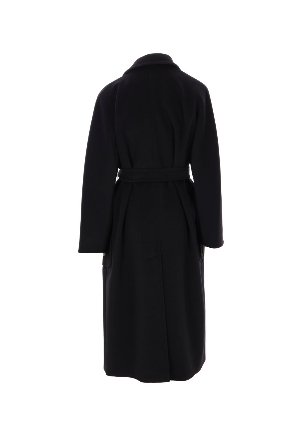 Shop Max Mara Belted Longsleeved Coat In Black