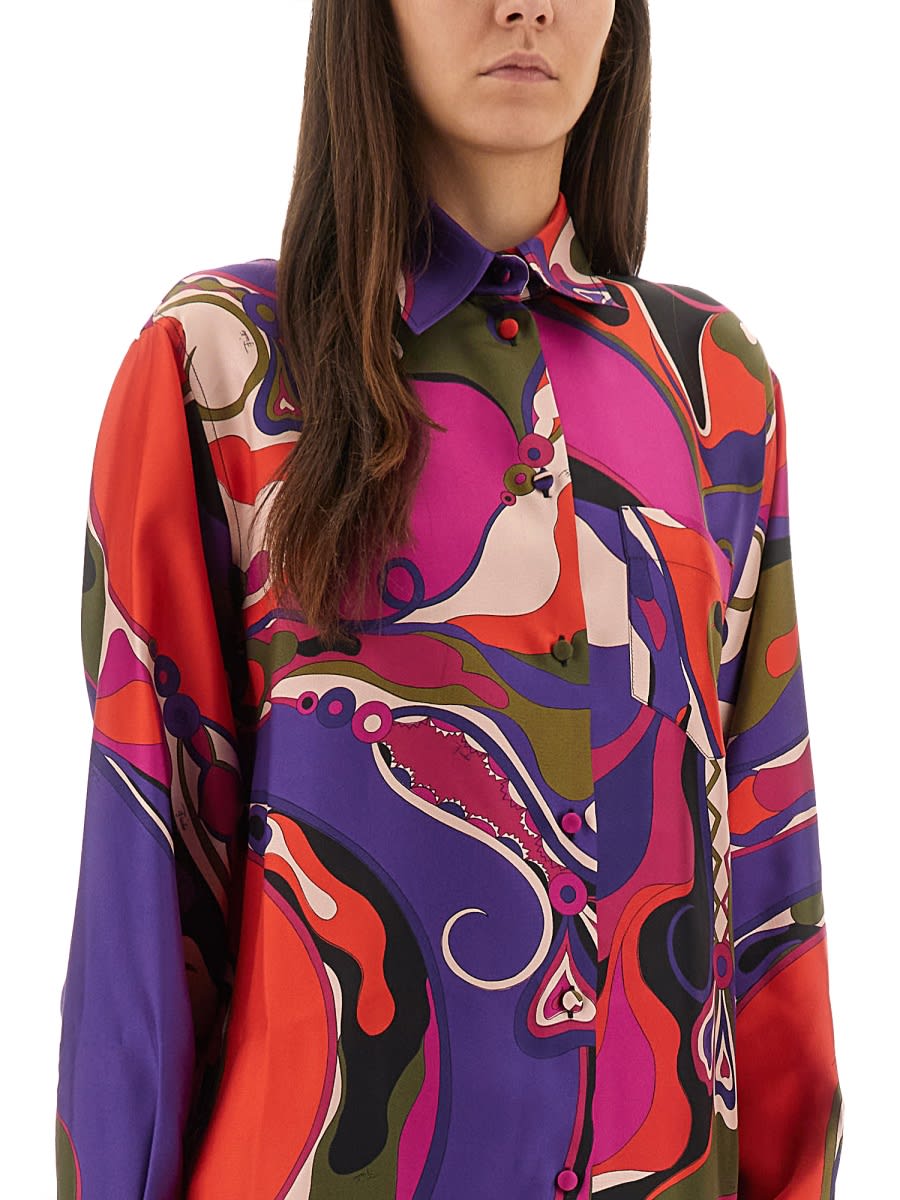 Pucci Orchid Print Shirt In Multi