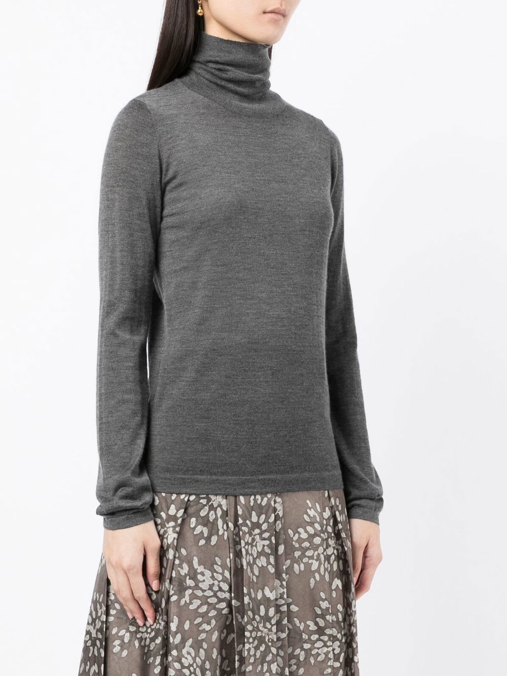 Brunello Cucinelli Luxe Cashmere Silk Turtleneck Sweater In Gray