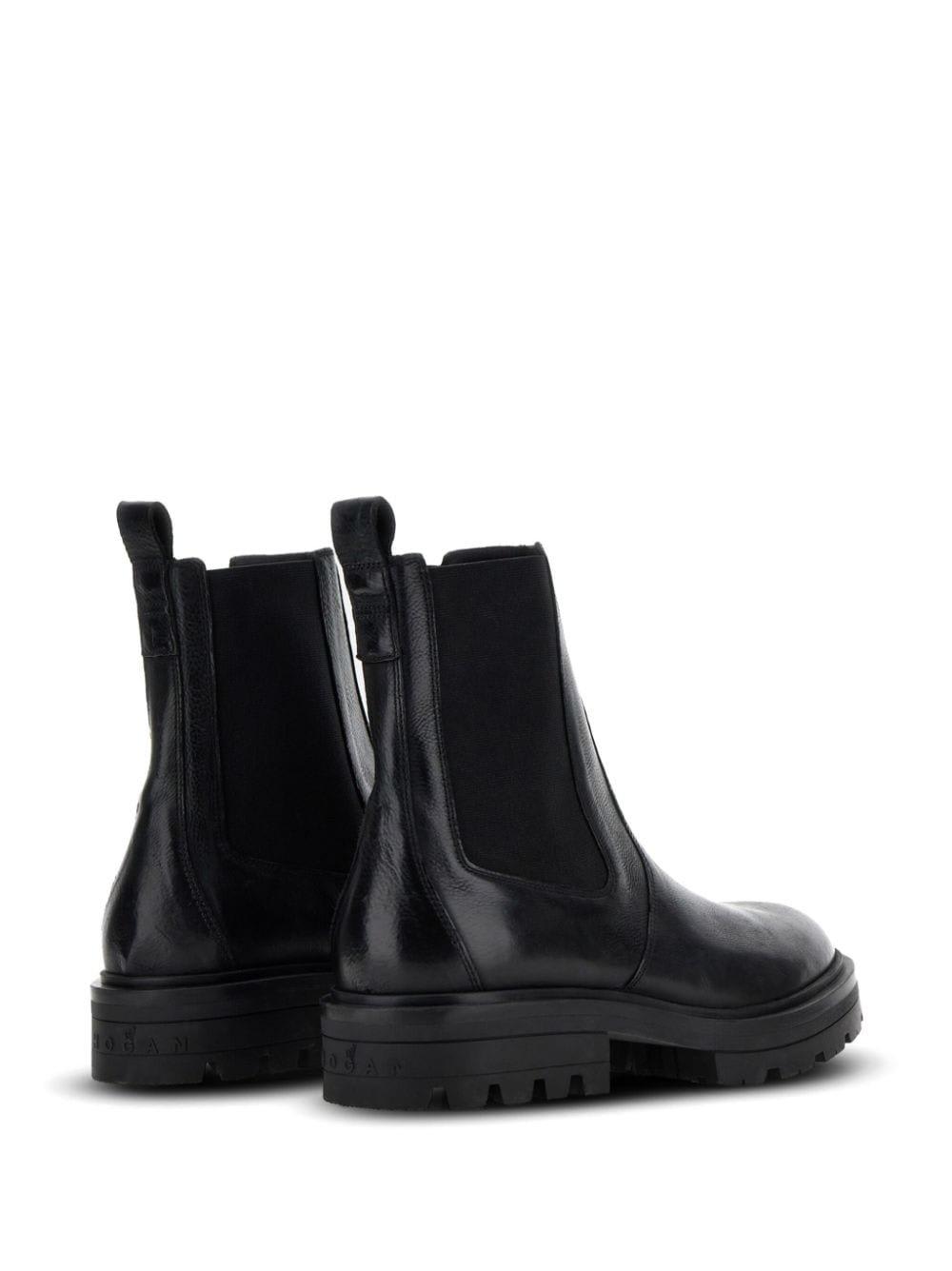 Shop Hogan H673 Round-toe Chelsea Boots In Black