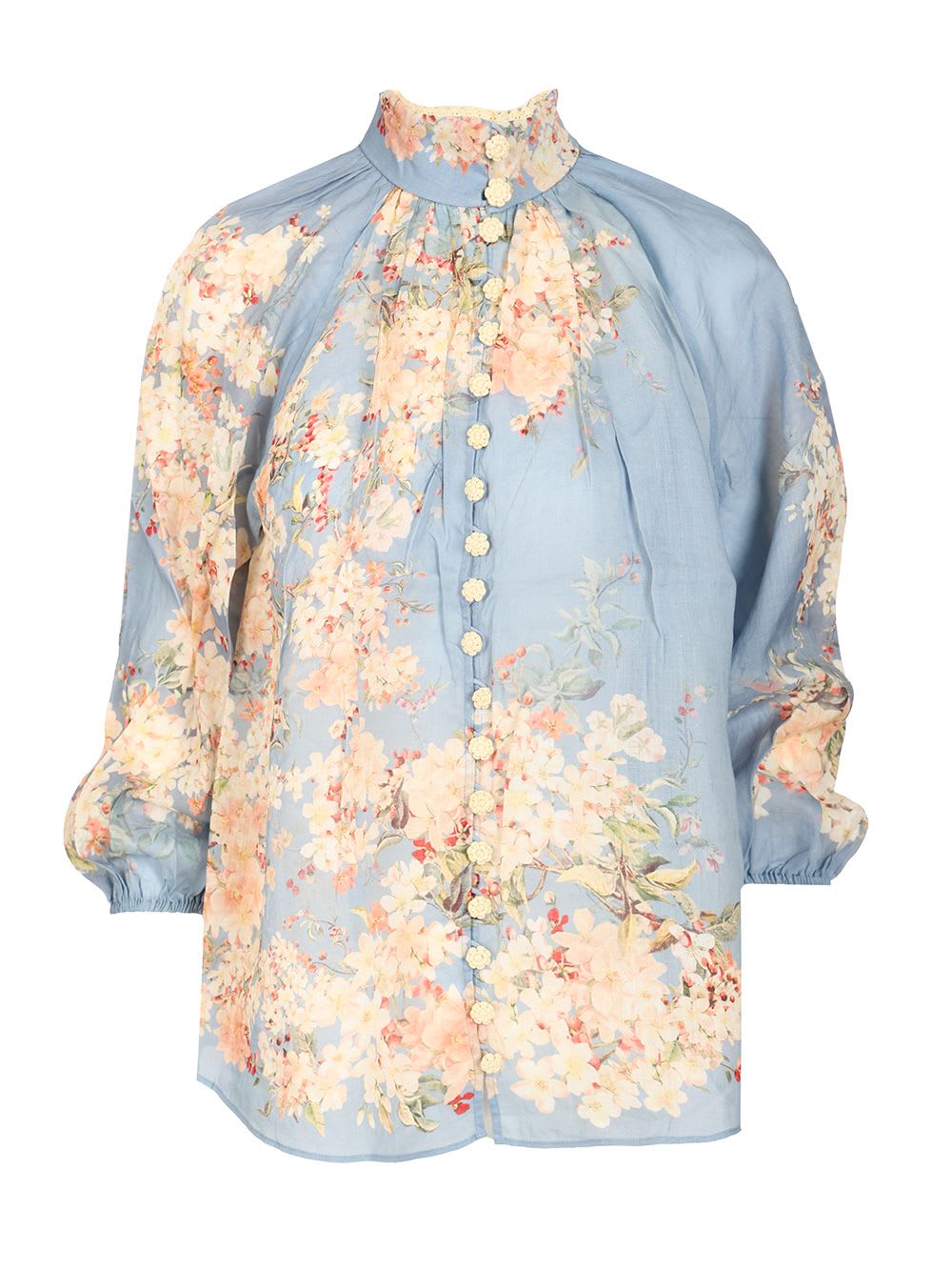 Zimmermann Cascadian Billow Blouse In Blue