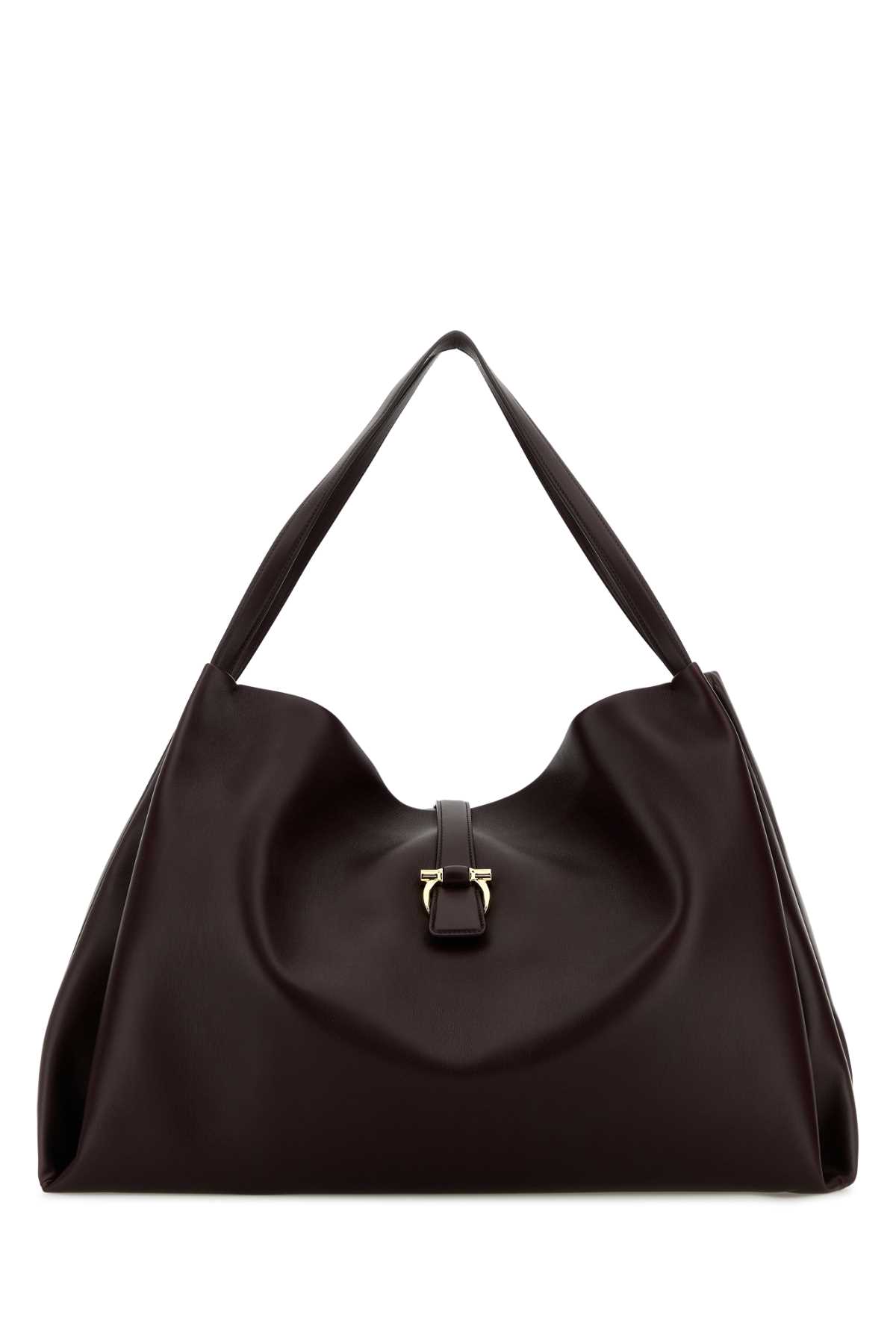 Shop Ferragamo Grape Leather Large Shopping Bag In Oxblood