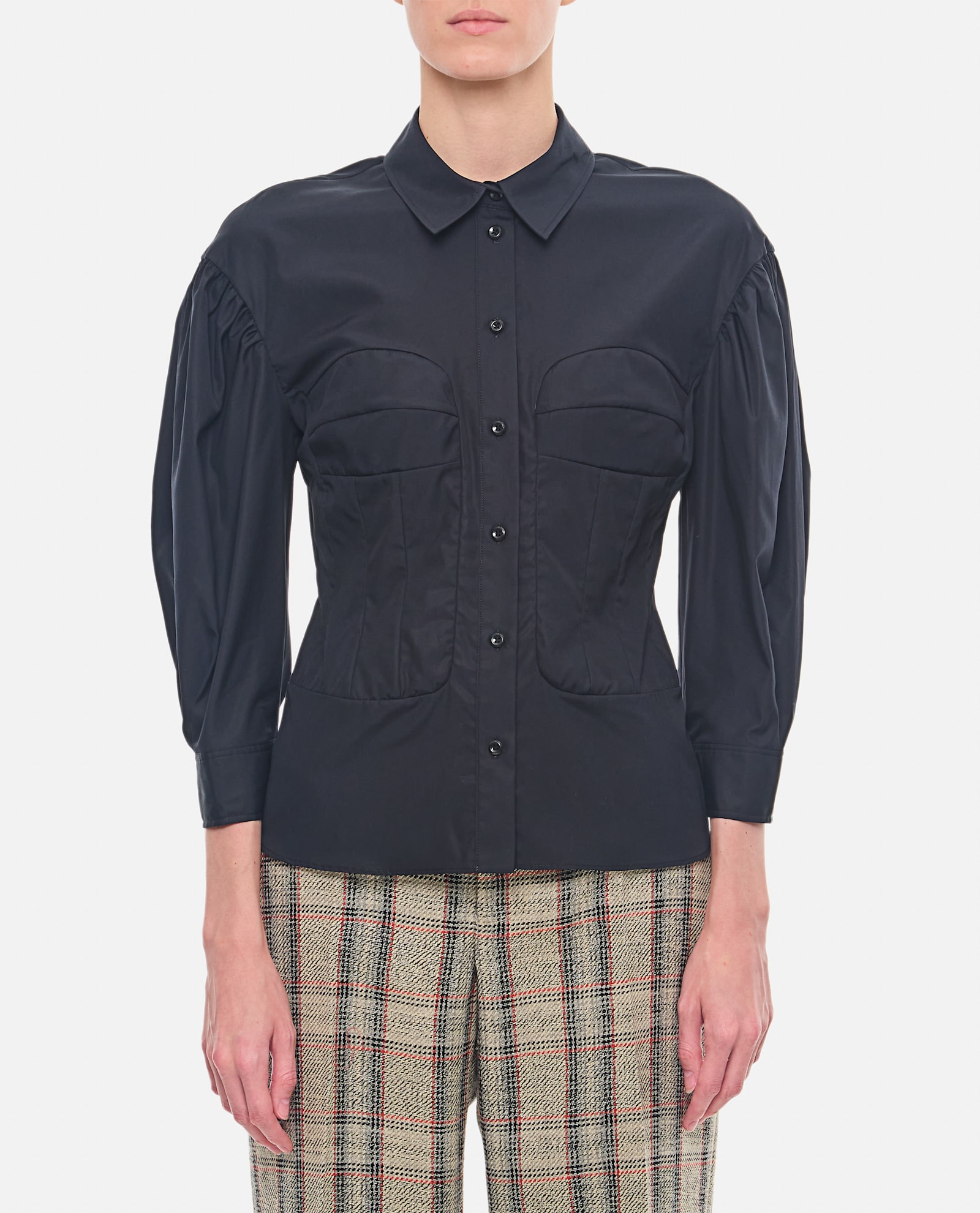 Shop Simone Rocha Corset Seaming Shirt In Black