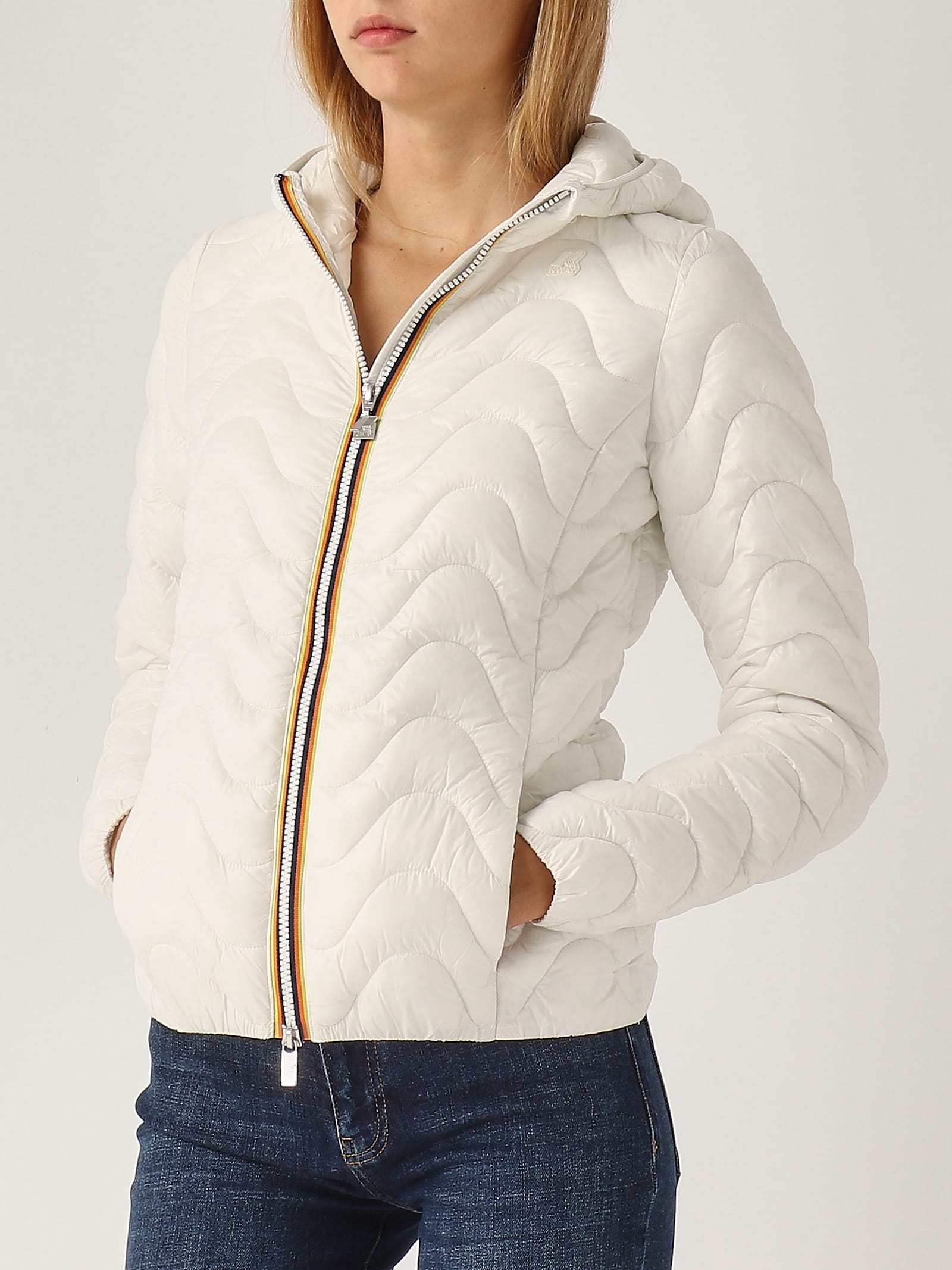 Shop K-way Lily Quilted Warm Jacket In Bianco