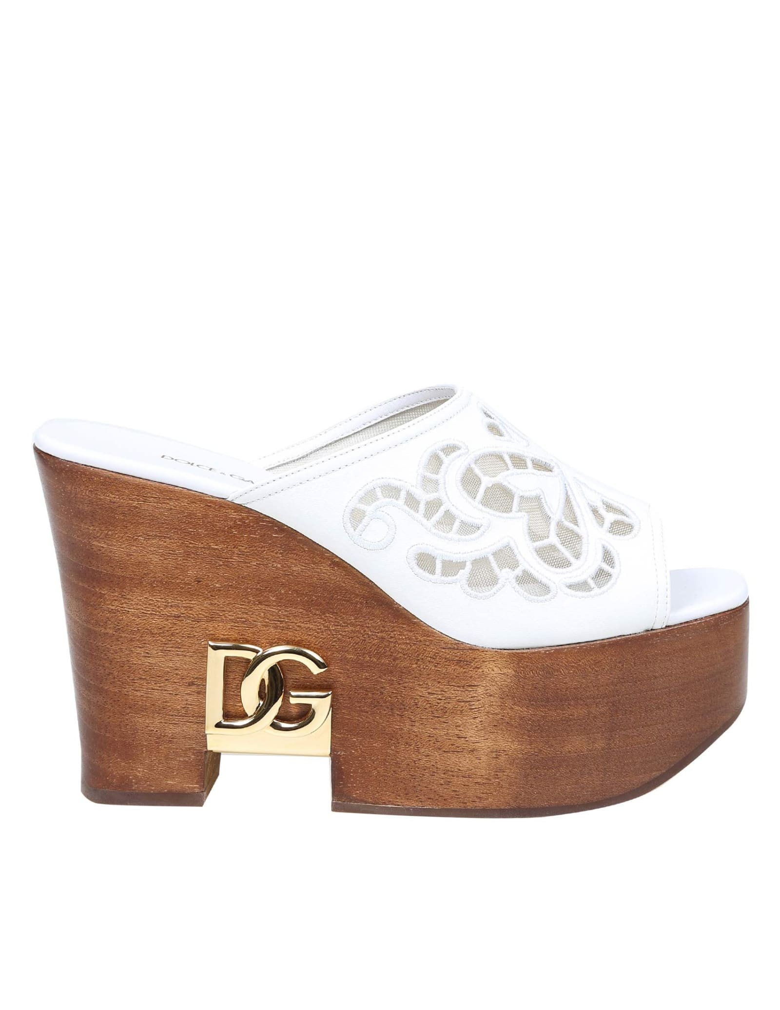 Dolce & Gabbana Wedge In Nappa With Embroidery