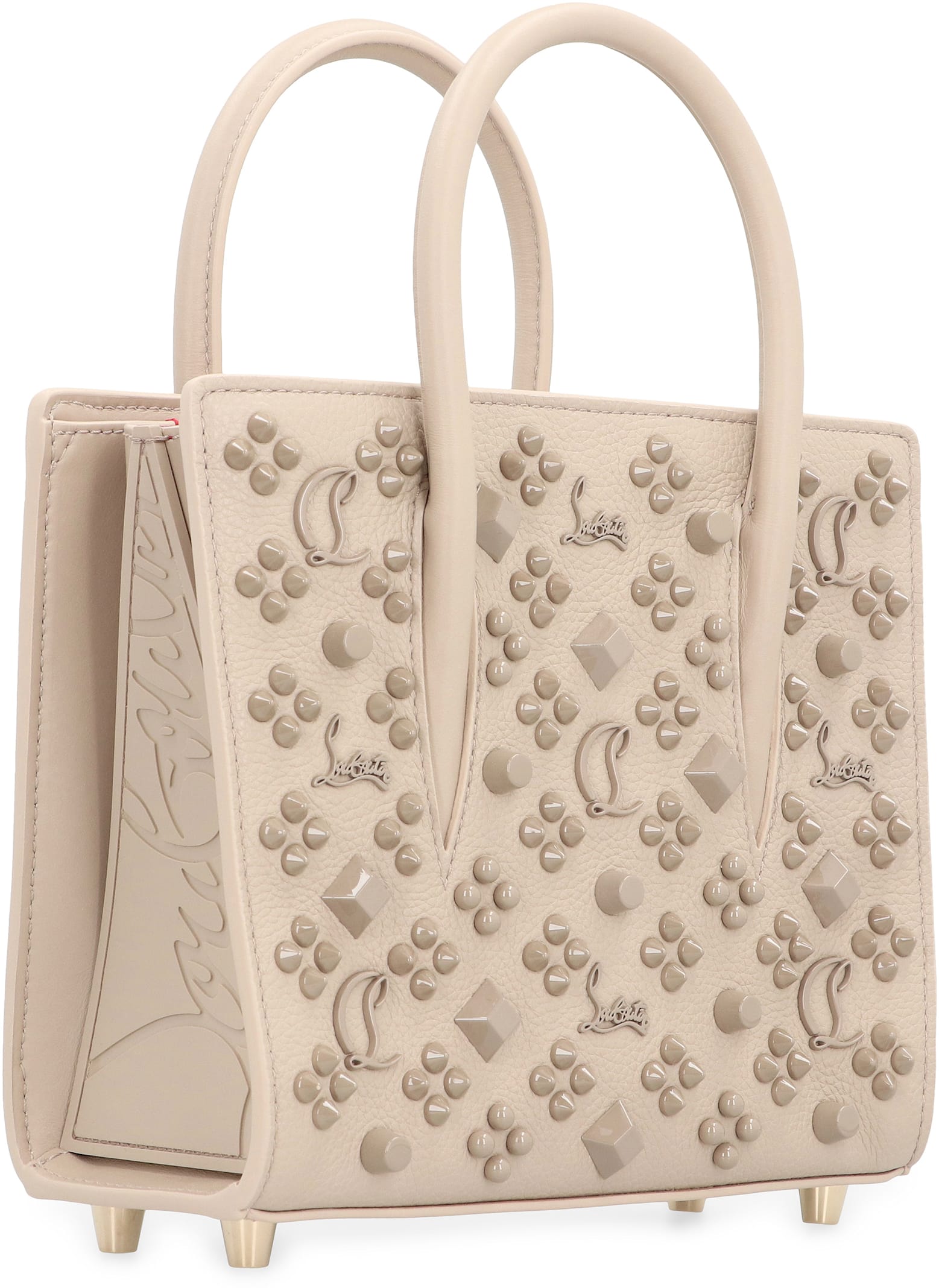 Shop Christian Louboutin Mini Paloma Leather Tote In Beige