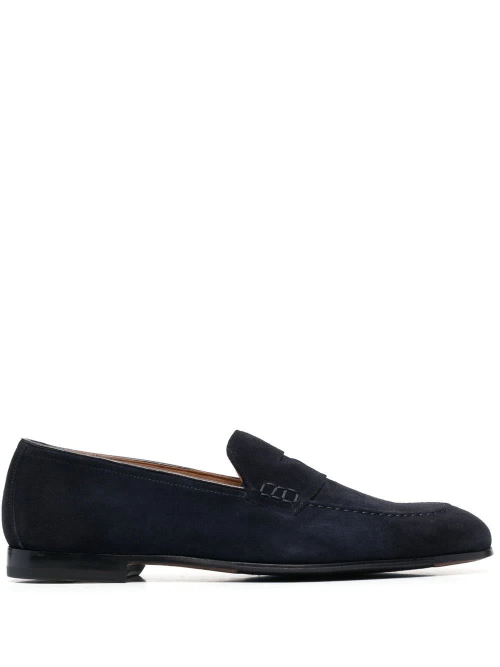 DOUCAL'S LOAFER WITH TASSELS IN DARK BLUE SUEDE