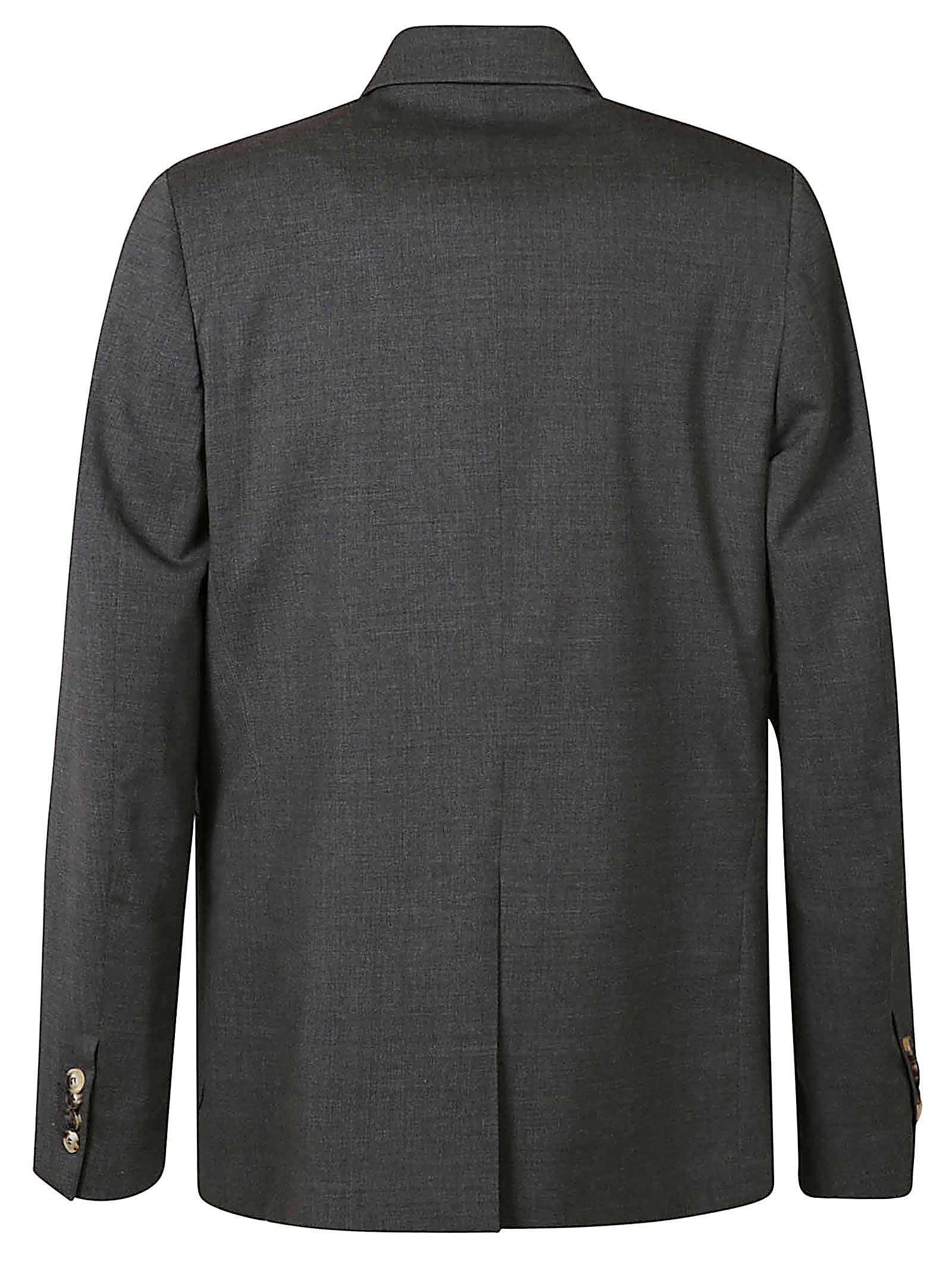 Shop Maison Flaneur Patched Pocket Double-breasted Formal Dinner Jacket In Gray