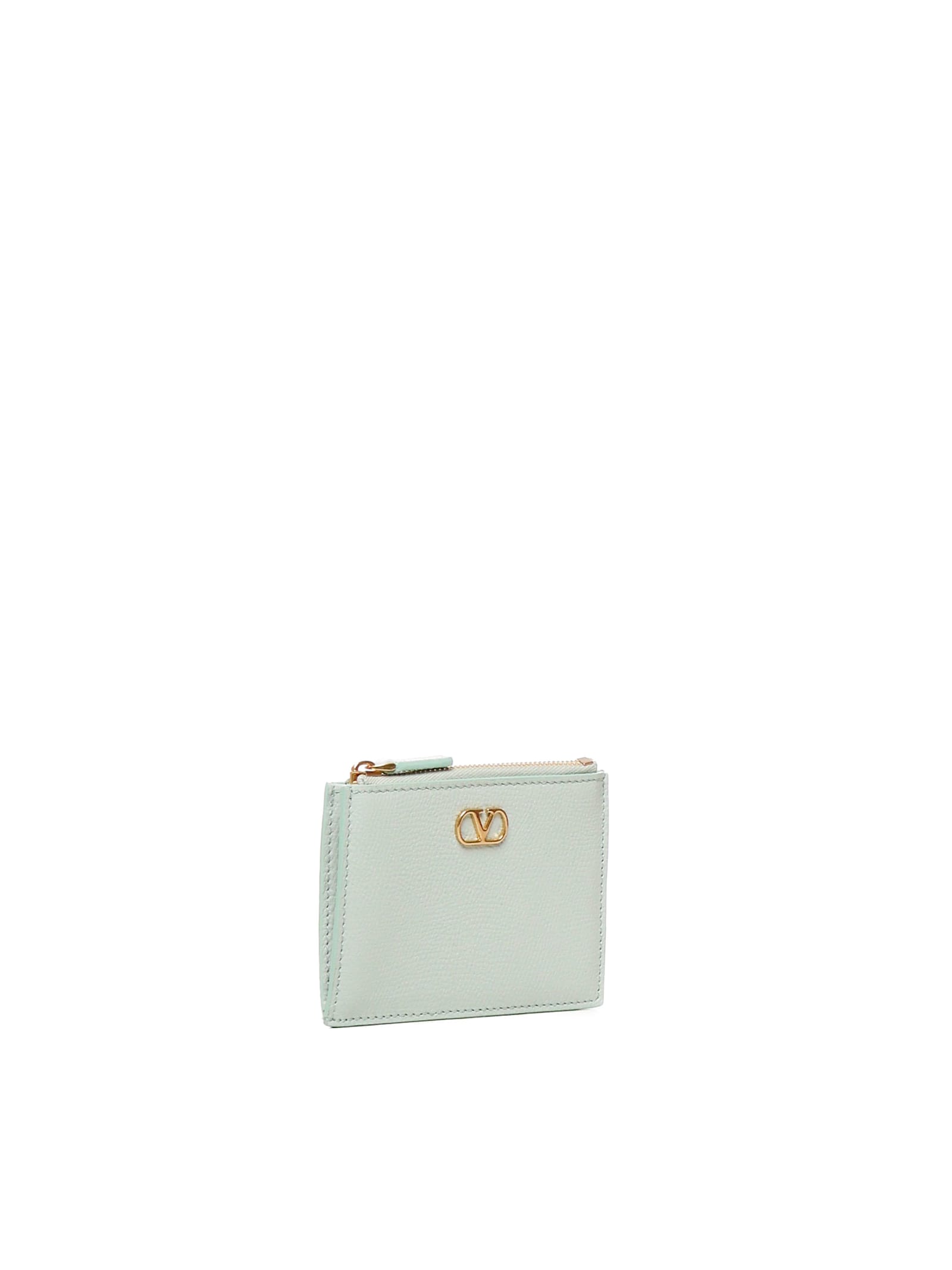 Shop Valentino Vlogo Signature Coin And Card Holder In Sky Grey