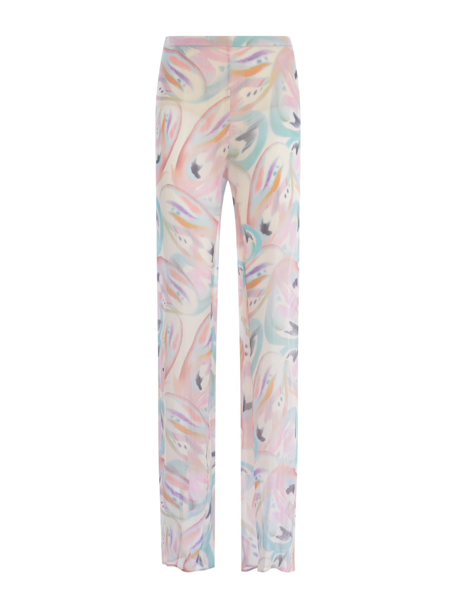Shop Etro Trousers  Butterfly In Silk In Crema