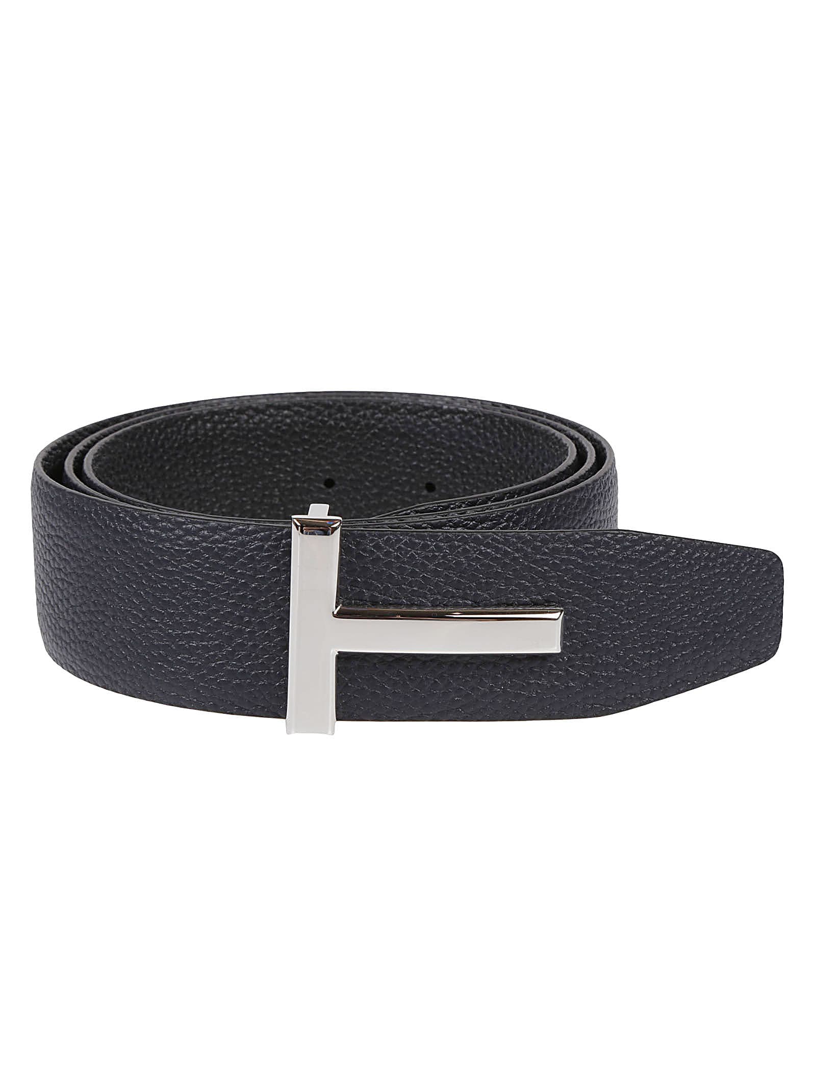 Shop Tom Ford Reversible T Belt In Dark Navy/black