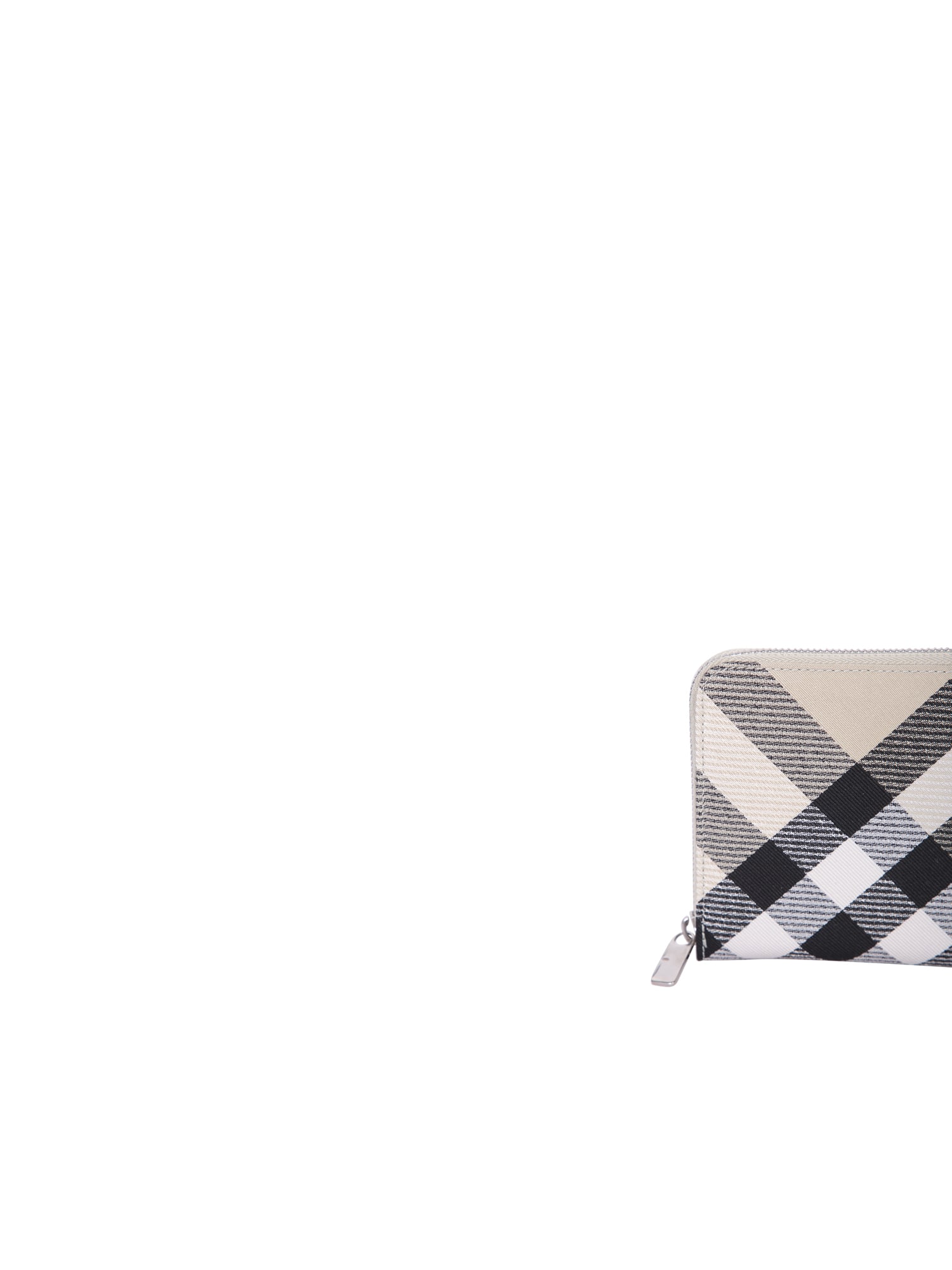 Shop Burberry L Zip Check Ivory Wallet In White