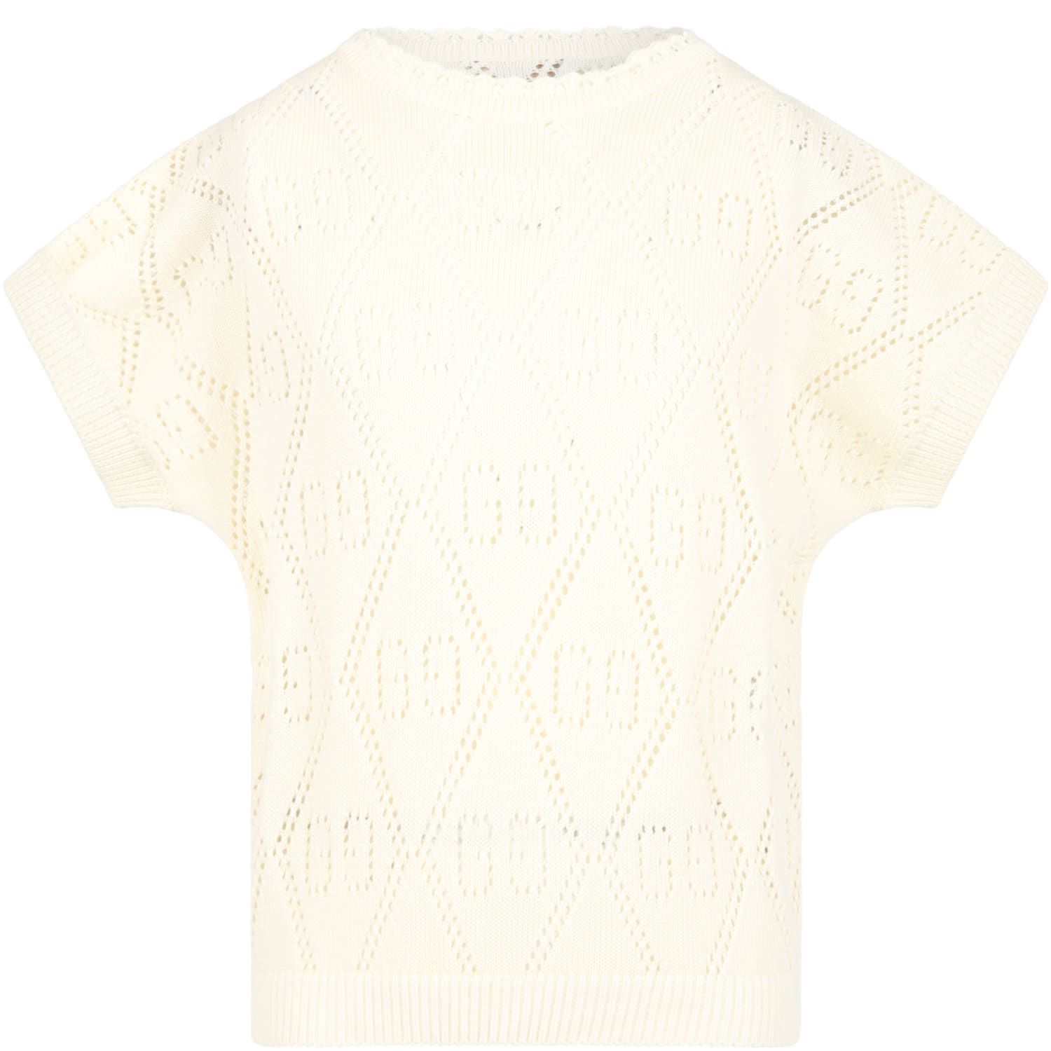 GUCCI IVORY SWEATER FOR GIRL WITH DOUBLE GG,11775329