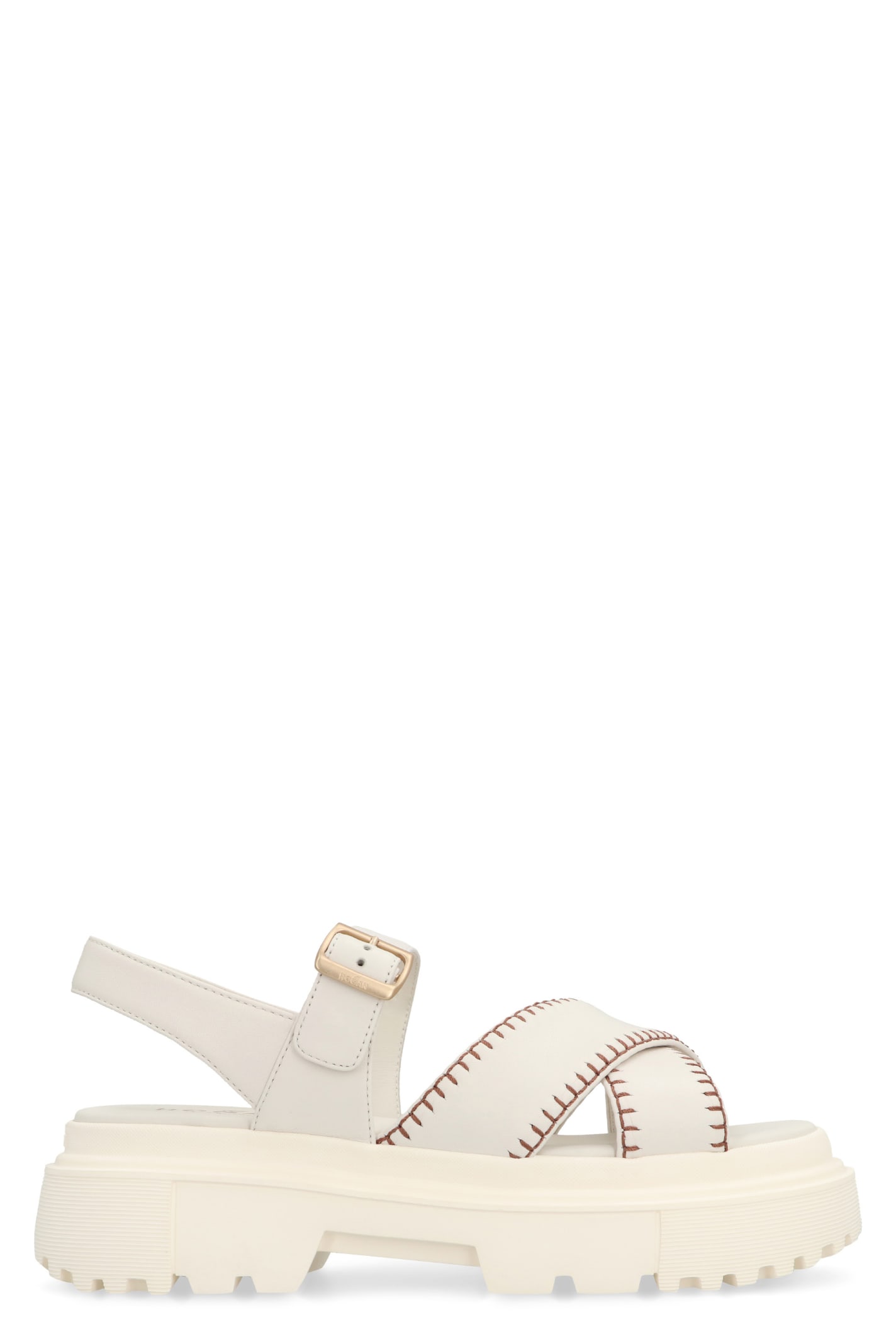 Shop Hogan Leather Sandals In Ivory
