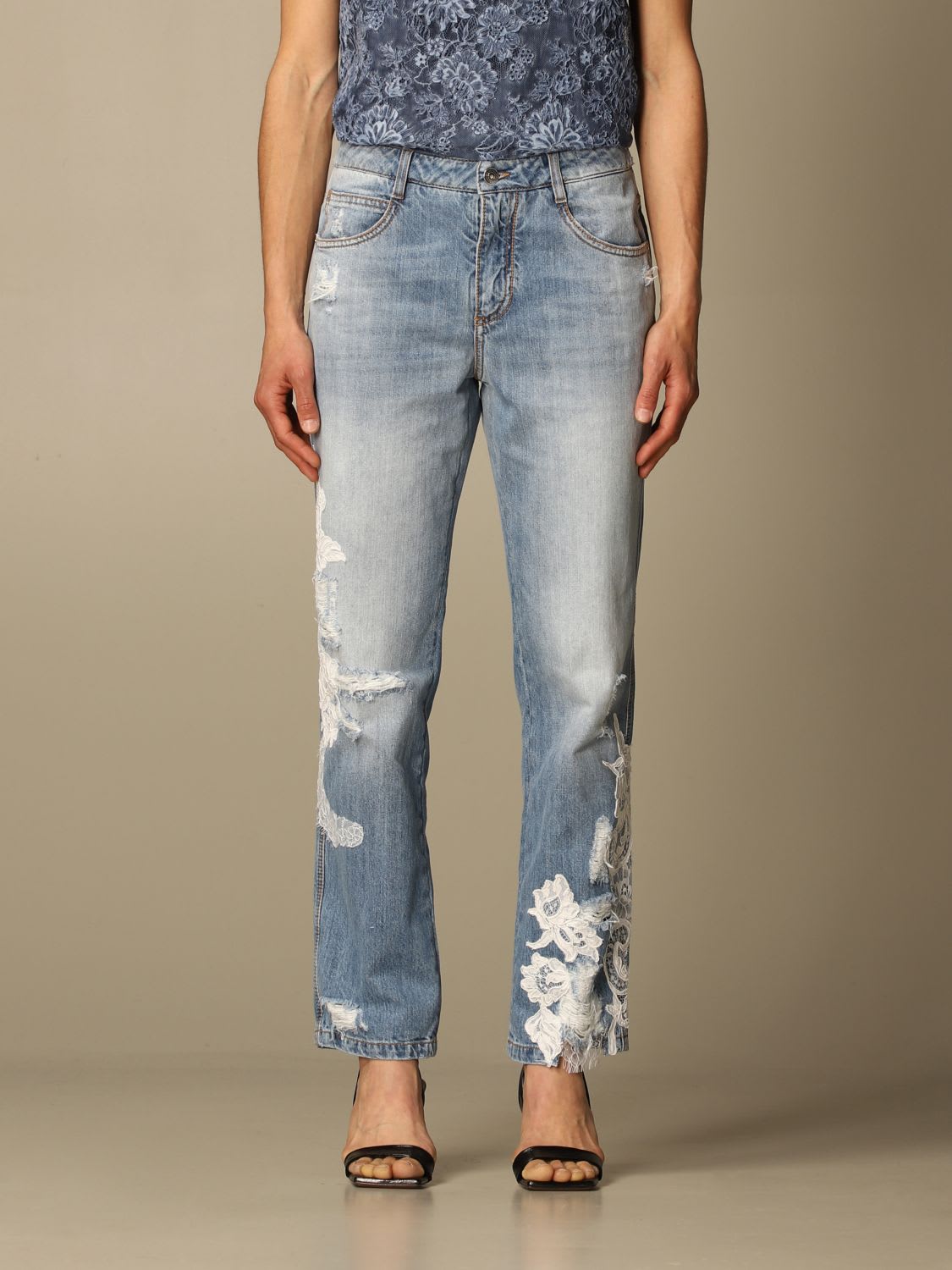 Ermanno Scervino Jeans Ermanno Scervino Jeans In Denim With Lace Inserts