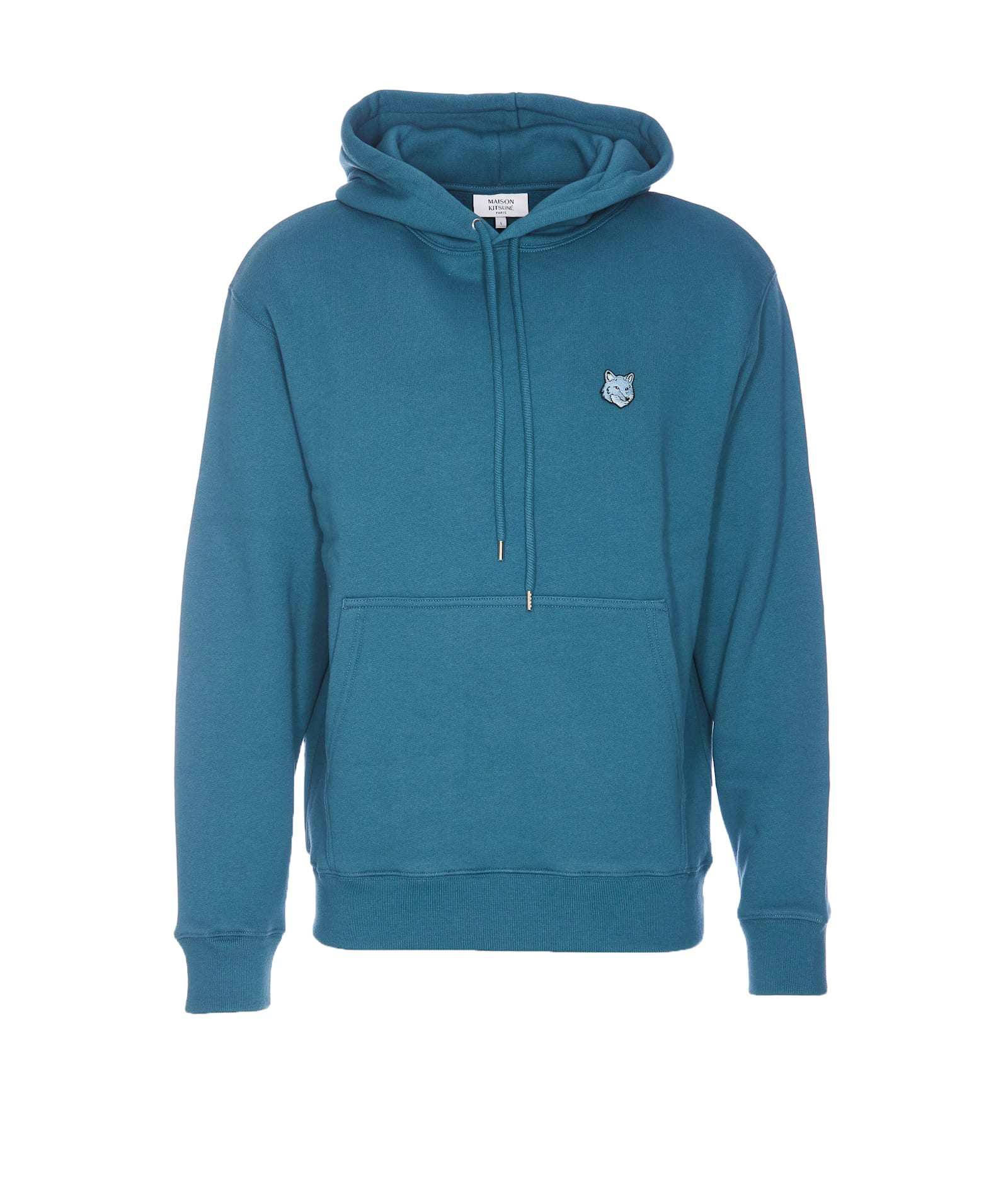 Shop Maison Kitsuné Bold Fox Head Patch Hoodie In Blue