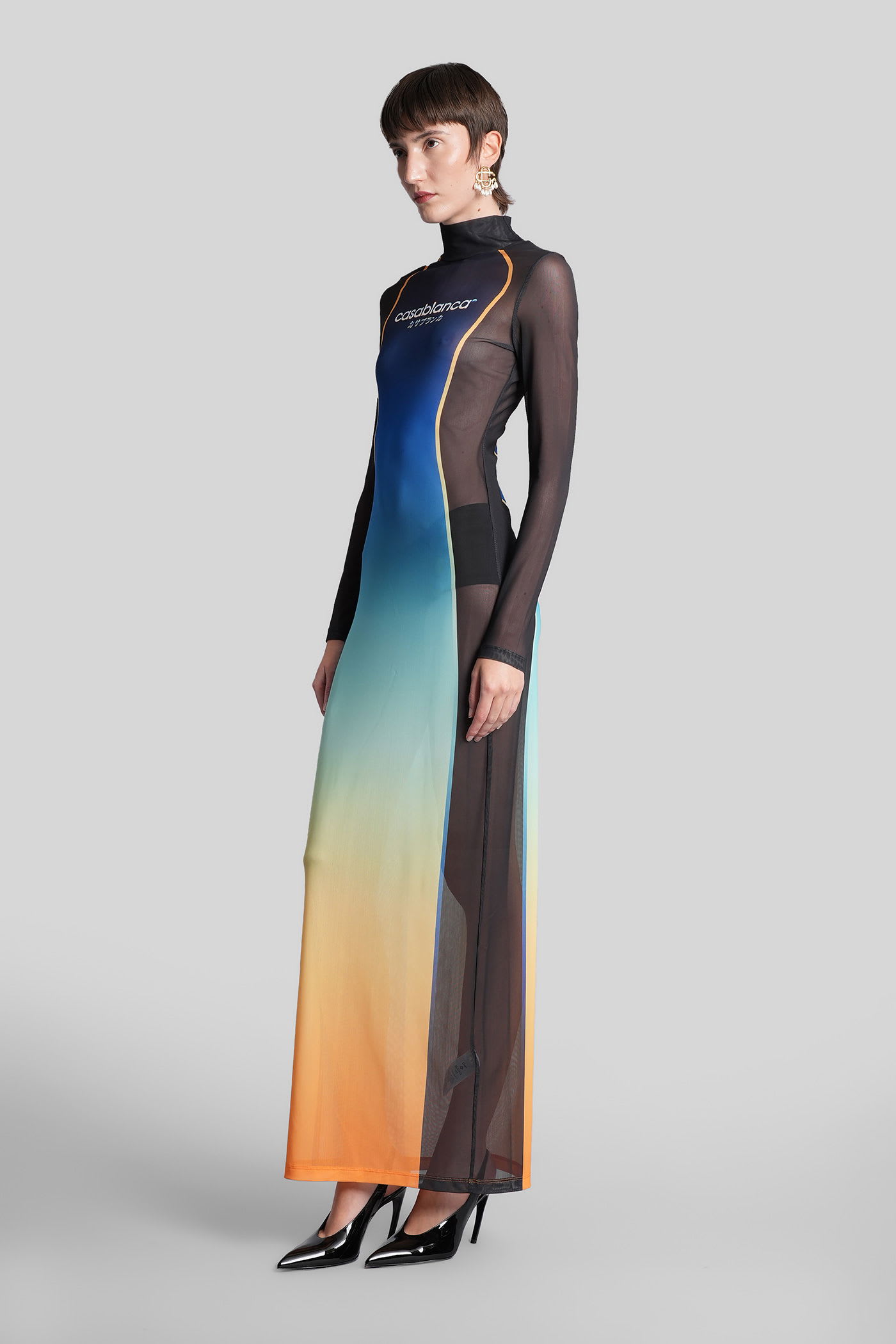Casablanca Gradient Effect Long Dress In Multi
