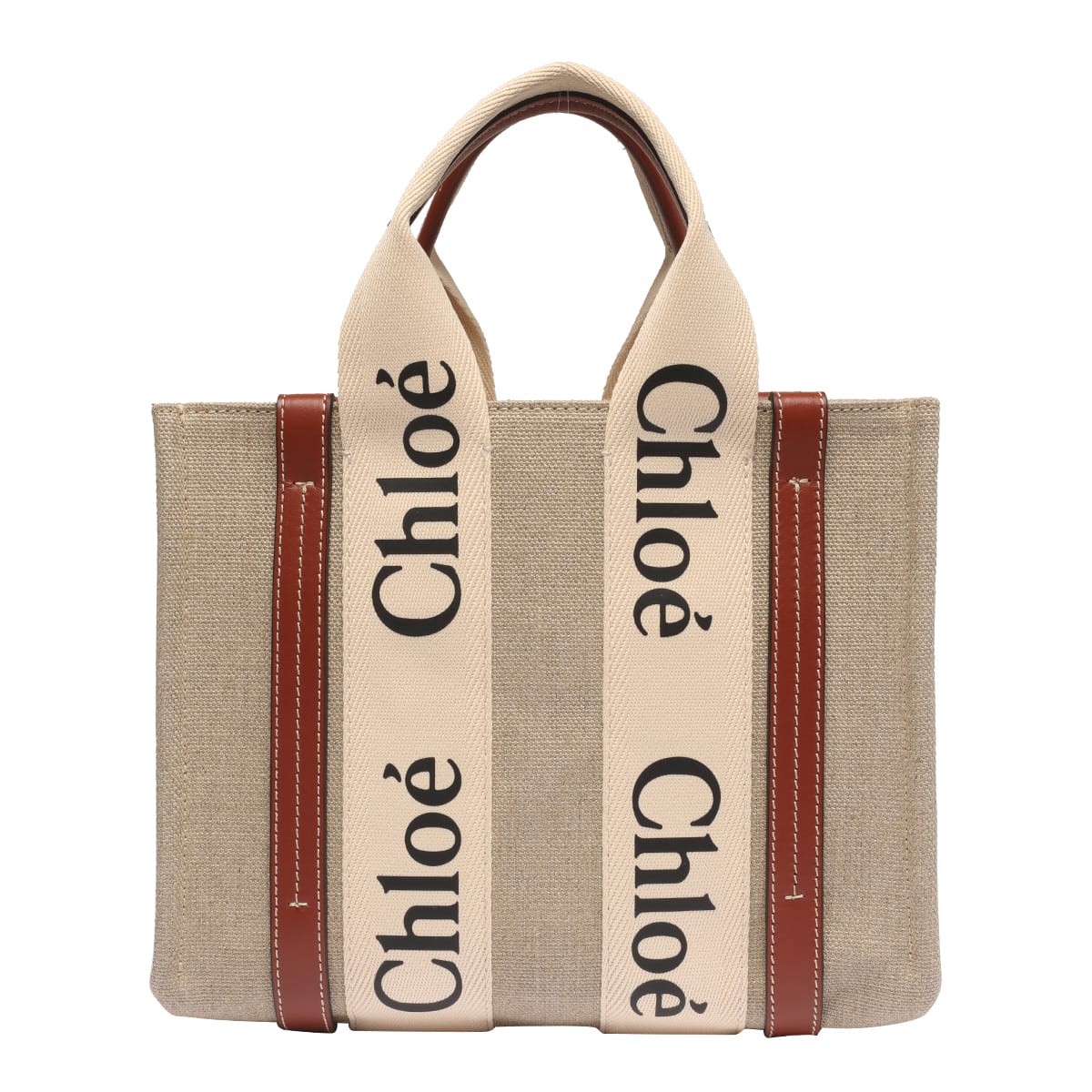 Shop Chloé Small Woody Hand Bag In Beige