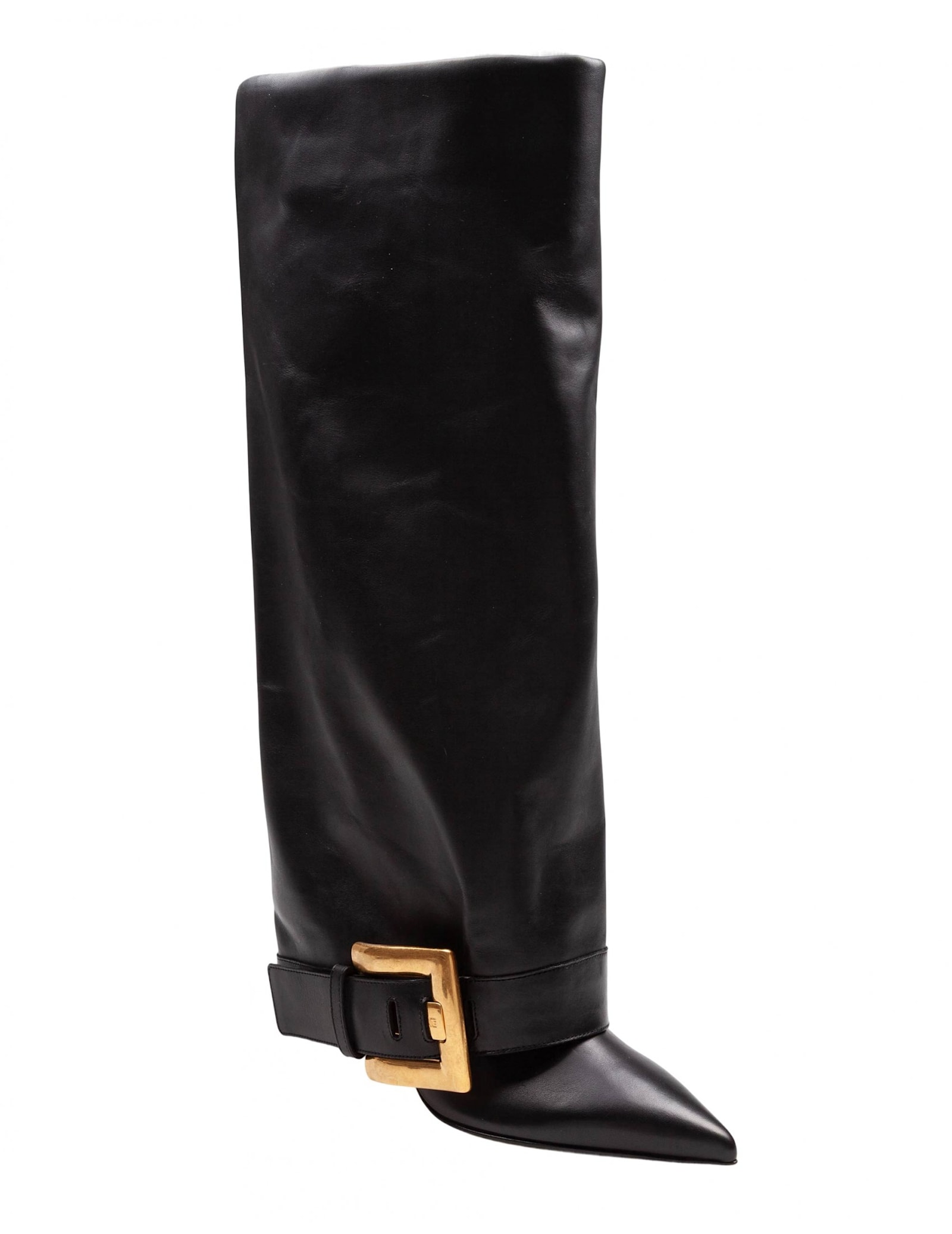 Balmain Anthem Black Slip-on Boots With Decorative Metal Buckle In Leather Woman In Black