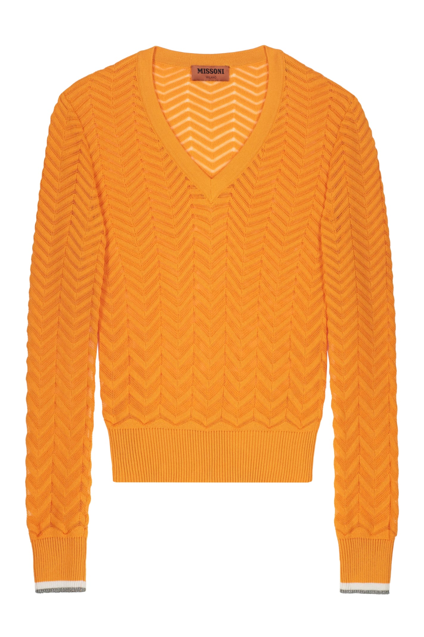 Missoni Cotton V-neck Sweater In Orange