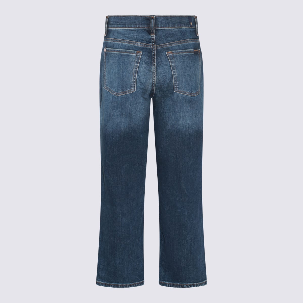 Shop 7 For All Mankind Dark Blue Cotton Blend Jeans In Retro