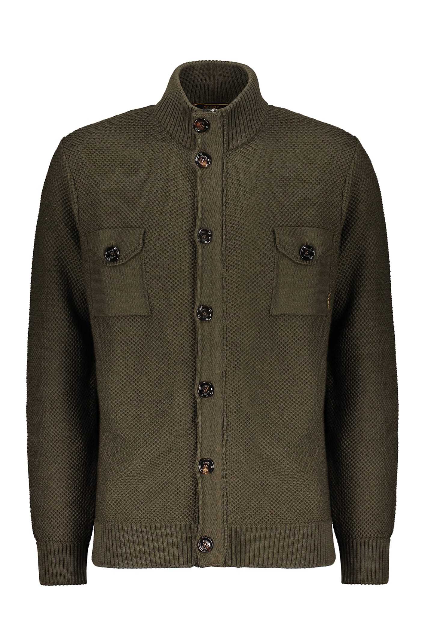 Moorer Long Sleeve Cardigan With Pockets In Green