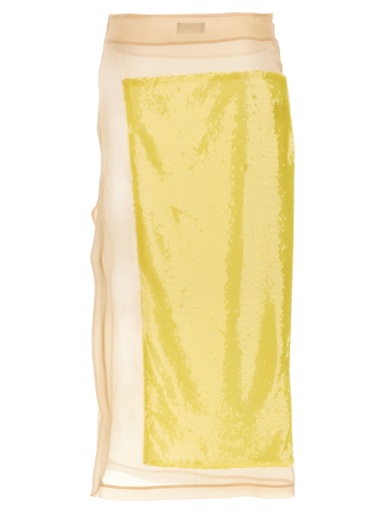 Shop A.w.a.k.e. Sequin Long Skirt In Yellow