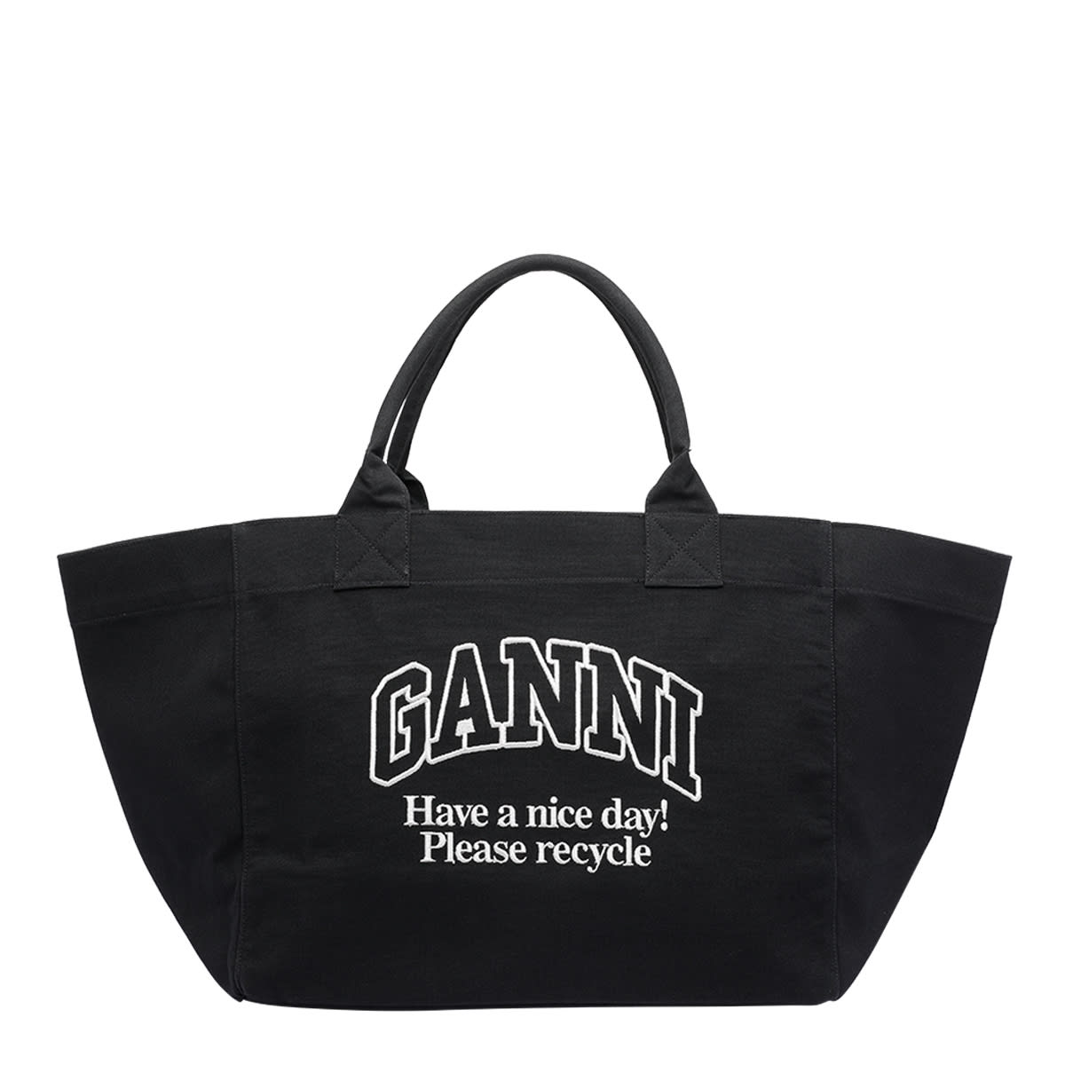 Ganni Women Xxl Canvas Tote Bag In Black
