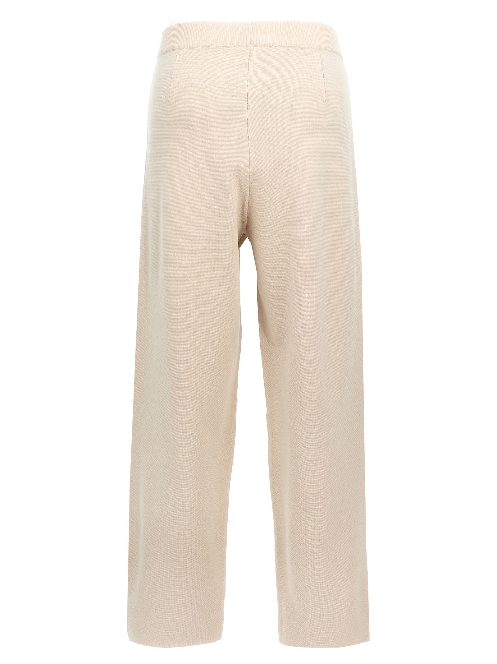 Max Mara Pantalone Dalla Gamba Ampia Tay In Misto Cotone Avorio Donna In Beige