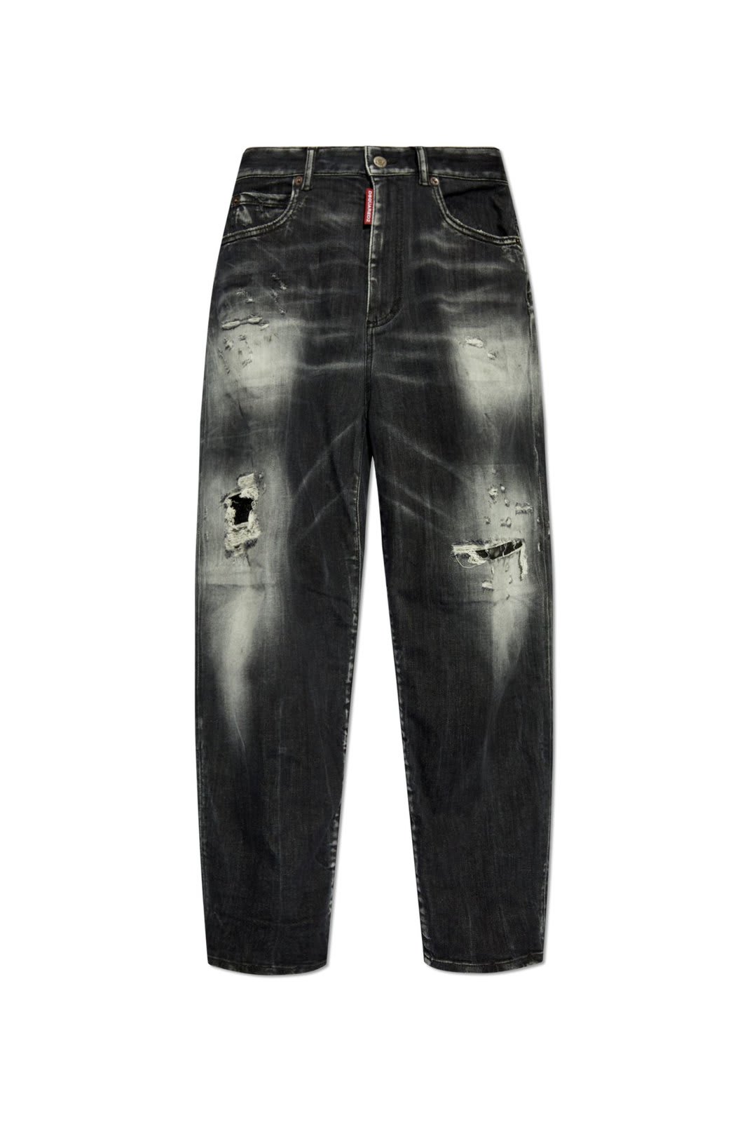 Shop Dsquared2 Distressed Straight-leg Jeans In Nero